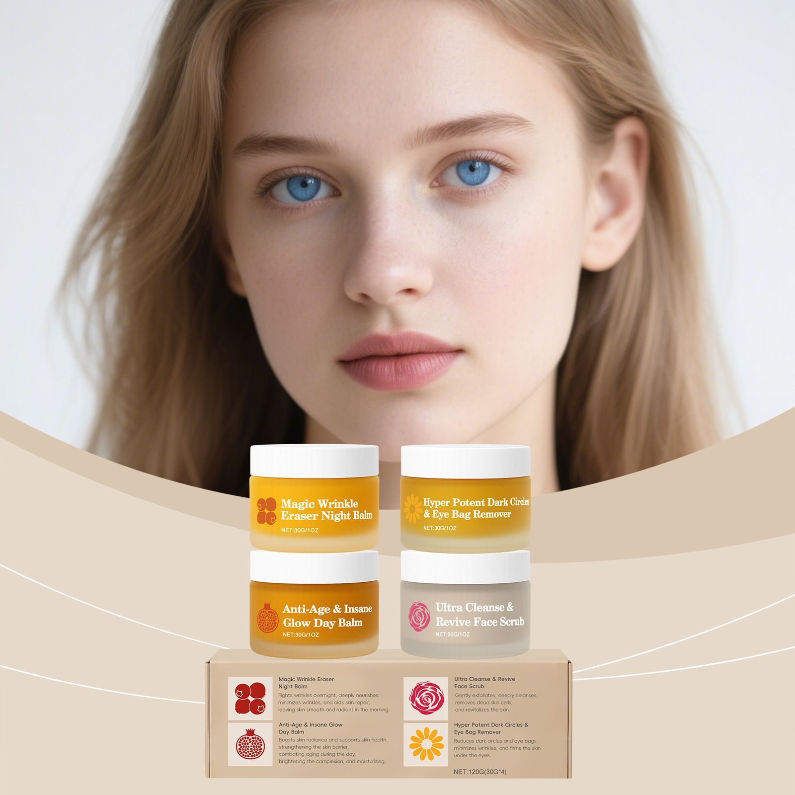 Day & Night Face Cream Set Skin Care Kit 30g x4