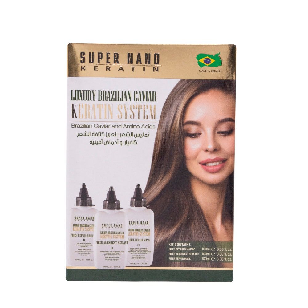 Super Nano Keratin Luxury Caviar Brazilian Kera Kit, 3x100ml