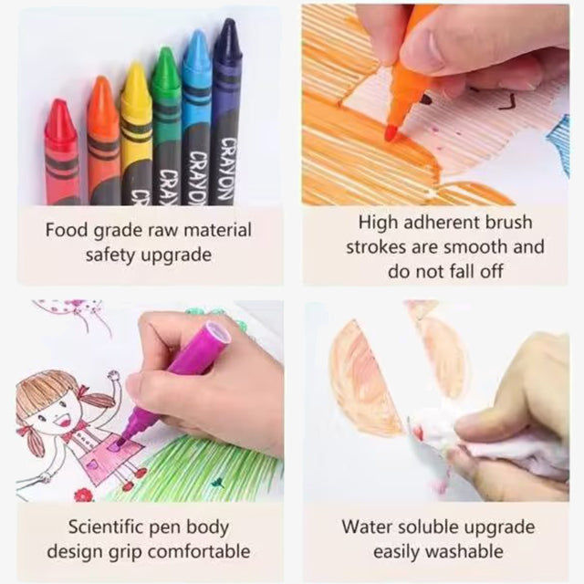 180 Pcs Wooden Box Coloring and Painting Set - Complete Art Kit for Kids & Adults