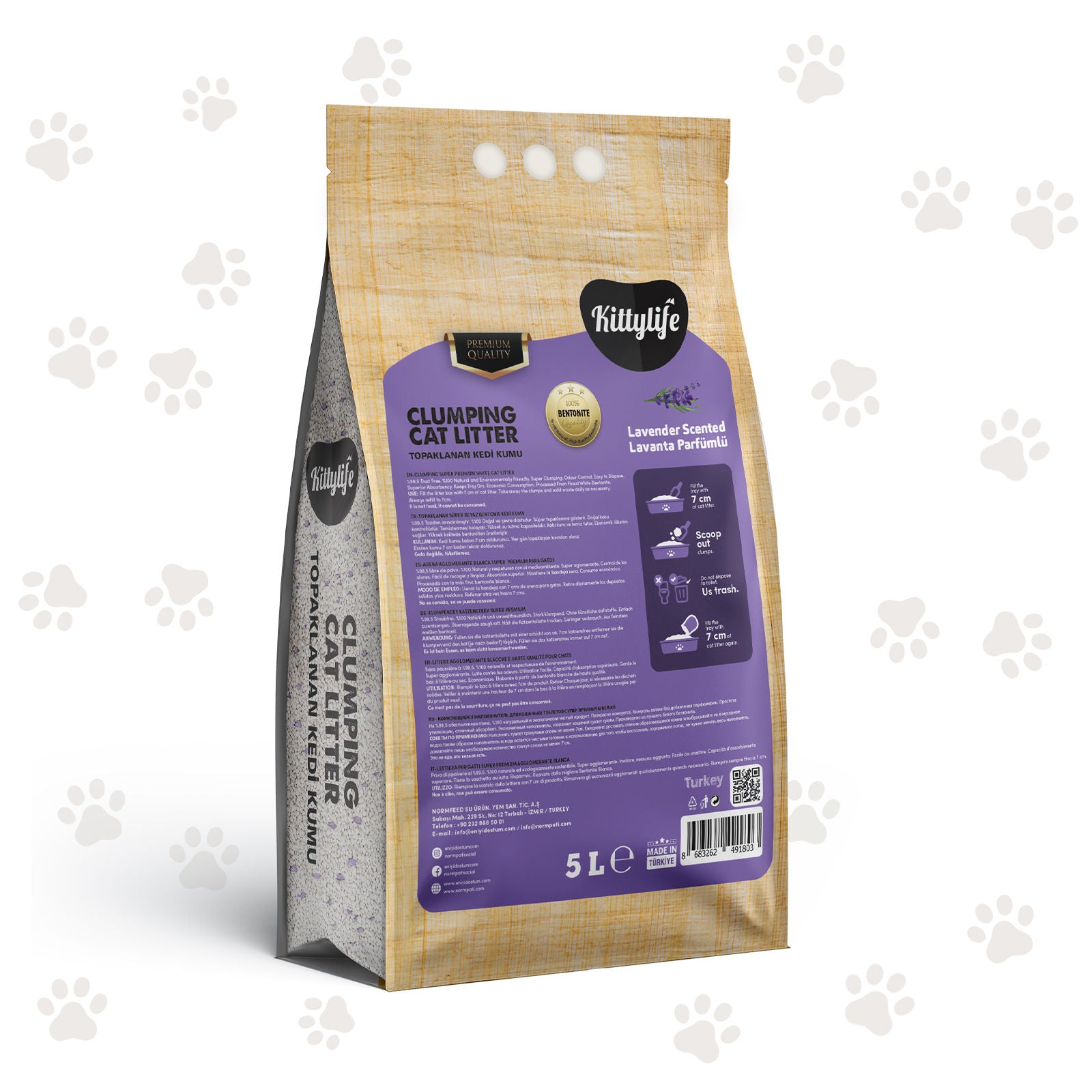 KittyLife Premium Lavender Clumping Cat Litter, Fast Clumping, 99.9% Dust-Free, Odor Control, Long-Lasting Freshness, 10L