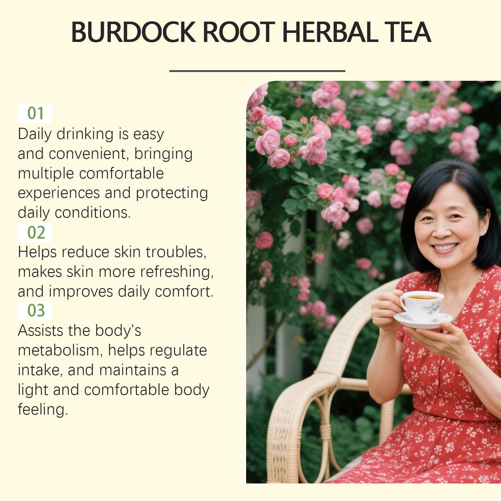 Burdock Root Herbal Tea for Body Care, Skin Detox, Natural Metabolism Boost ,15pcs