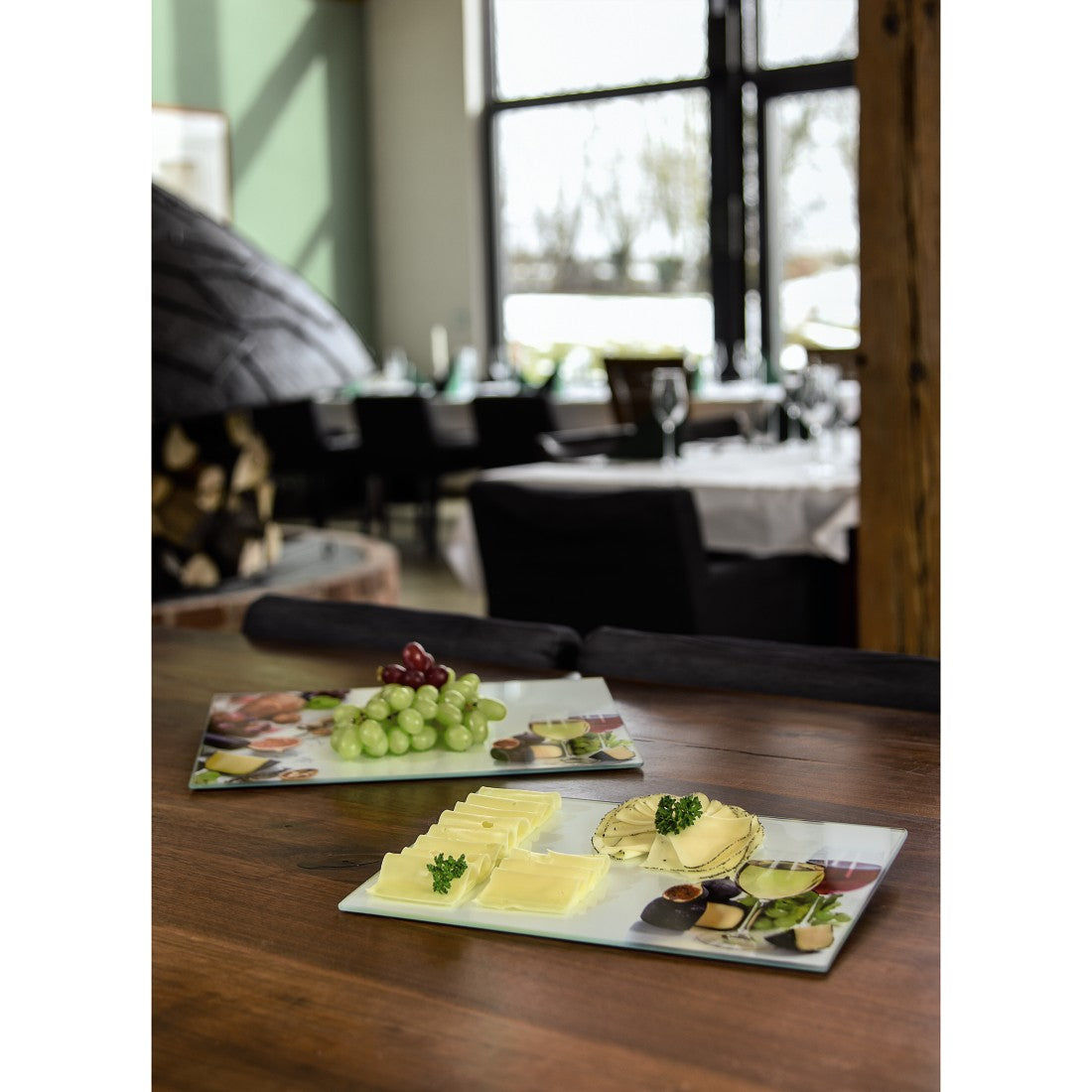 XAVAX 111537 Glass Cutting Plates, 2 pieces, "Wine" design, 30 x 20 cm, 35 x 25 cm