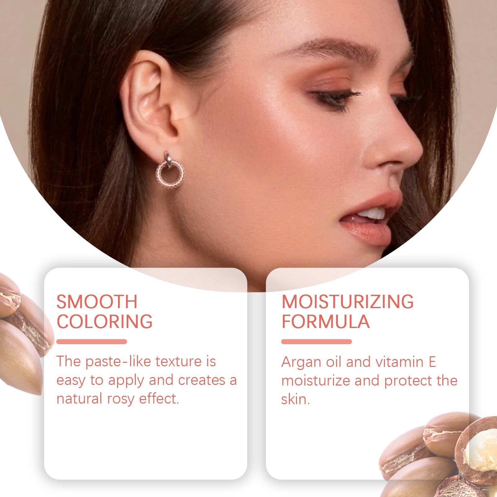 Blush Color Clay, Natural Red Face Makeup, Long-lasting, Soft Luster ,10g