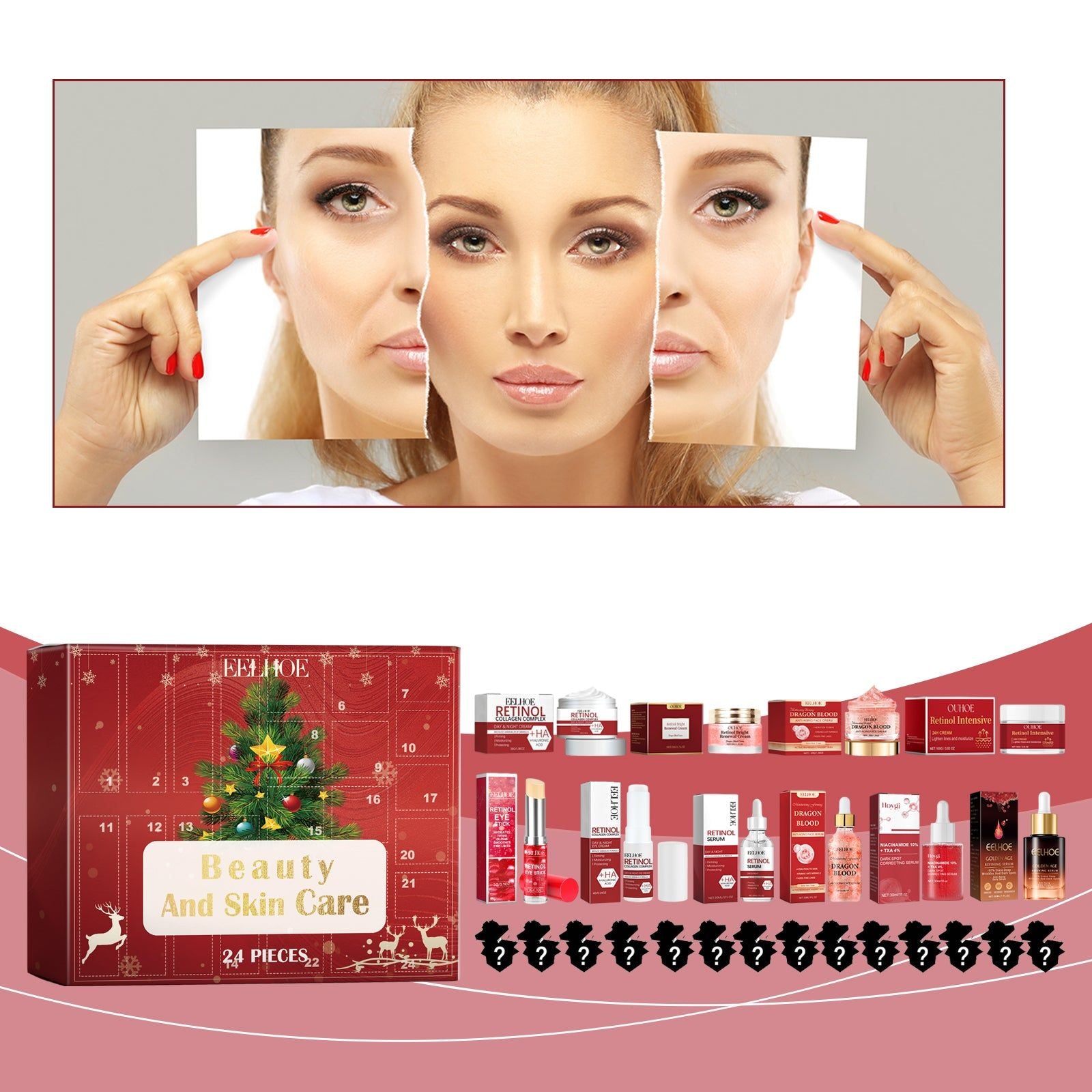 24 Grid Beauty Blind Box, Skincare Surprise, Moisturizing, Anti-Aging ,1set