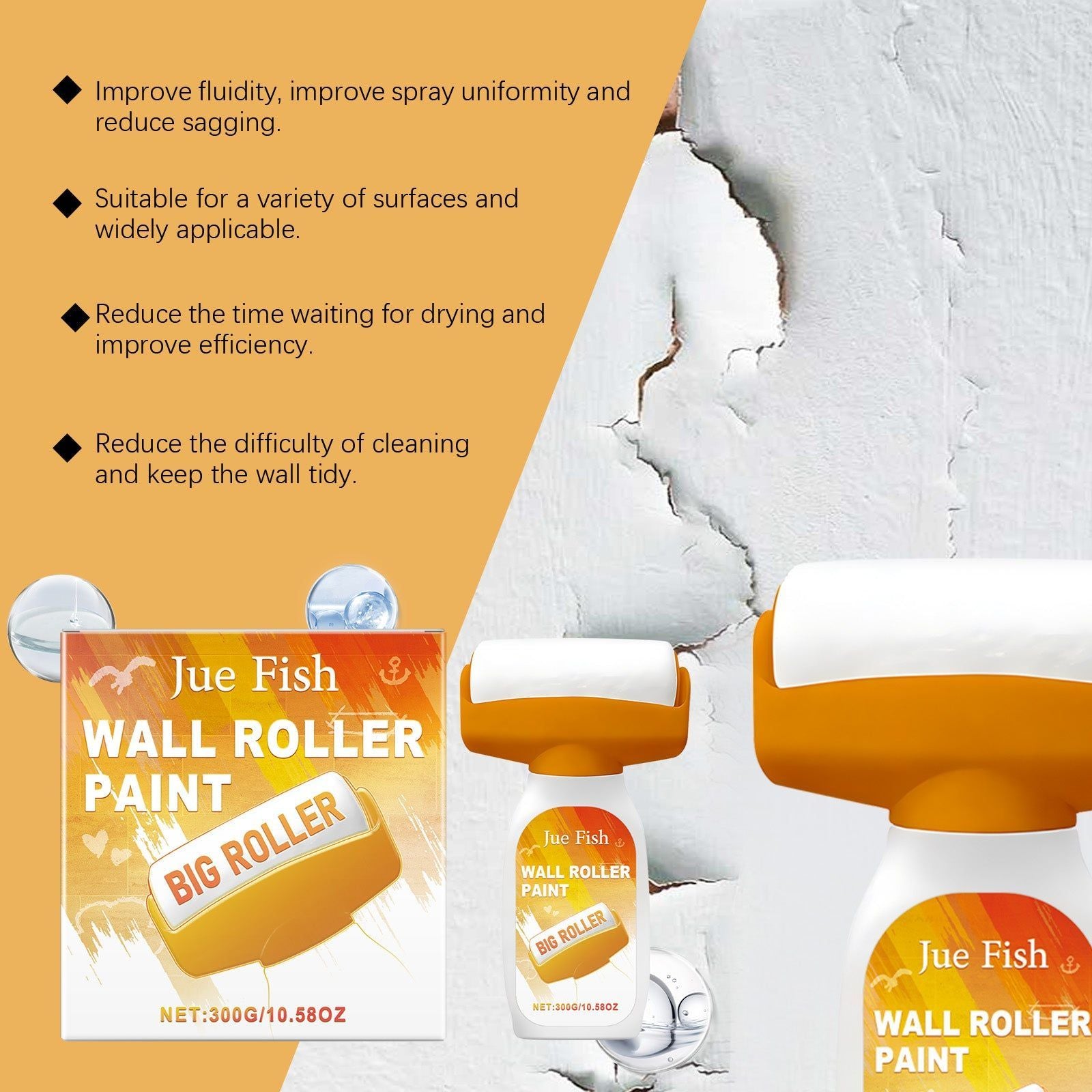 Quick Dry Repair Paint for Walls, Crack & Hole Fix, Easy Home & Professional Use ,300g