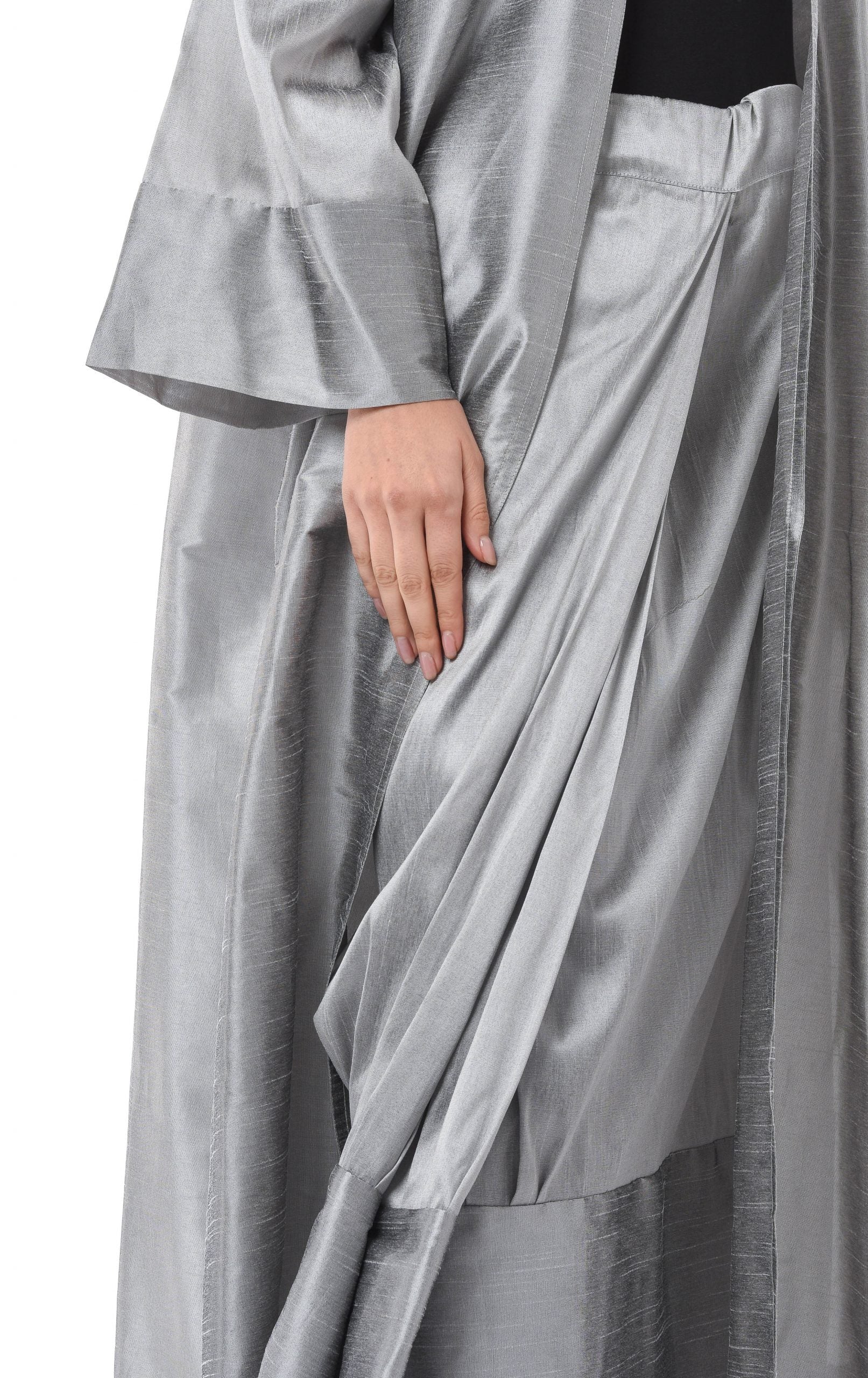 MOiSTREET Grey two piece Abaya With Skirt