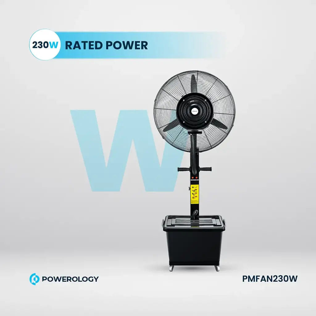 Powerology Industrial Fan Mist Spray & Humidifier, Black
