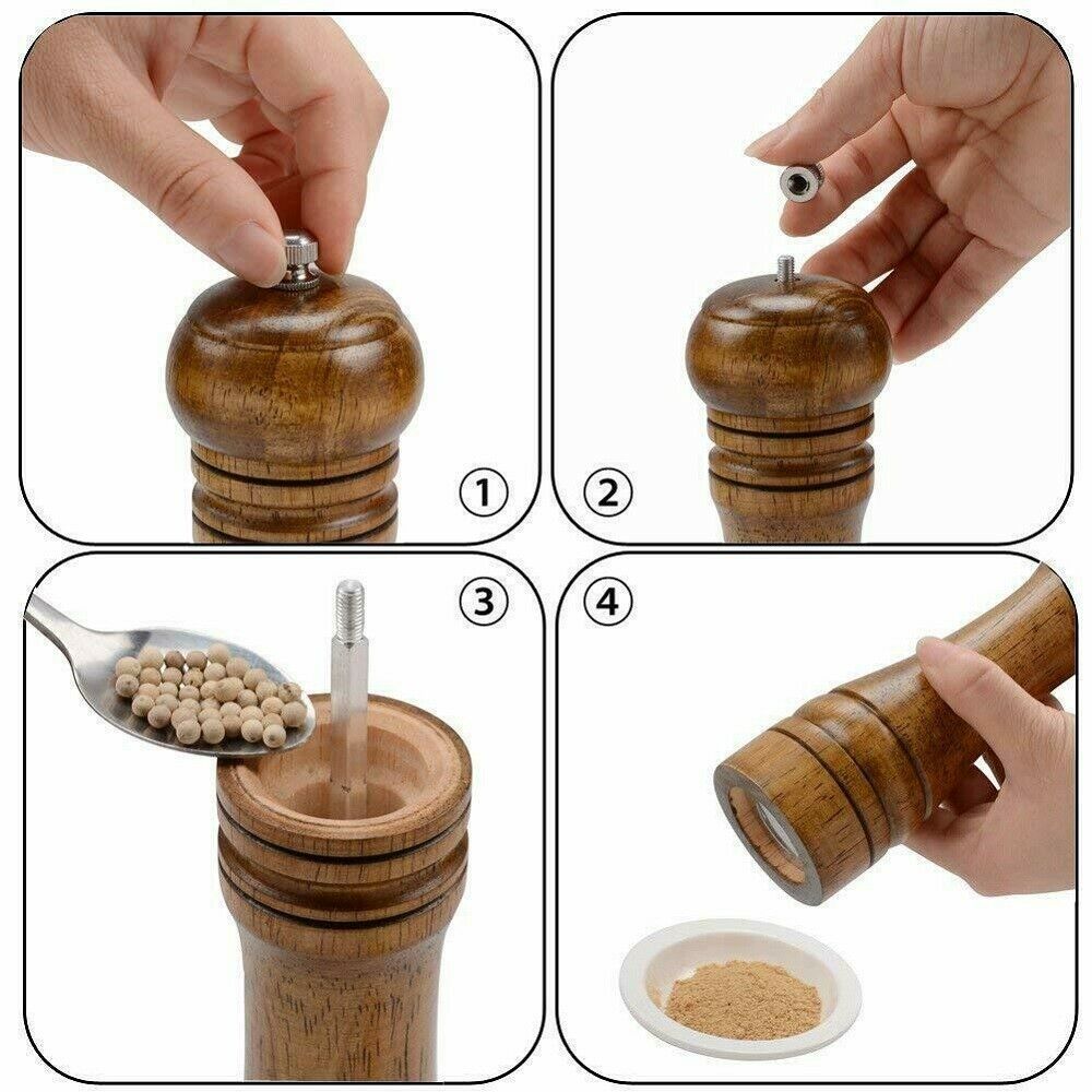 Salt Pepper Grinder Vintage Wooden Oak Spice Mill Blender Stick Kitchen Tool