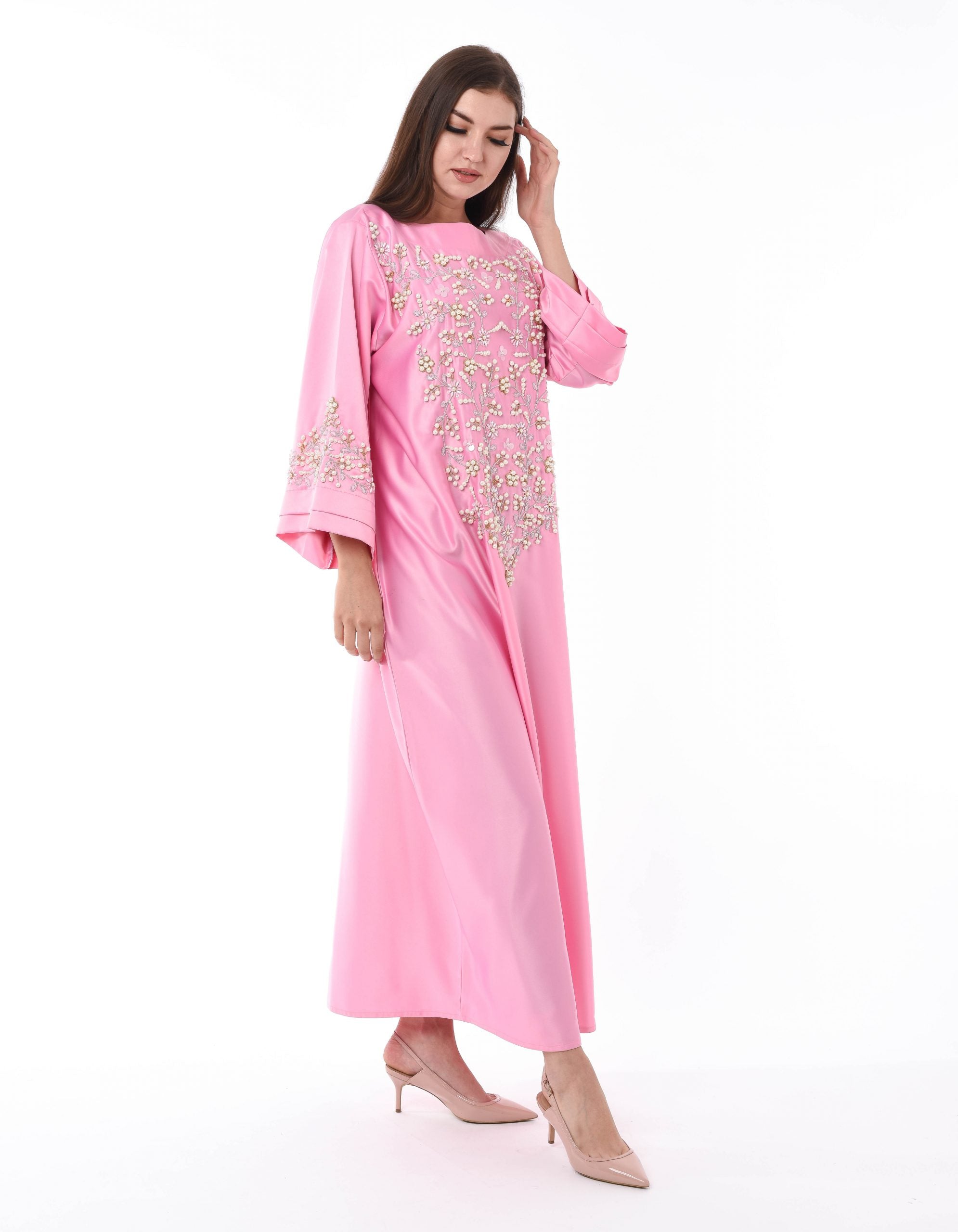 MOiSTREET Pink Hand Embroidery Kaftan