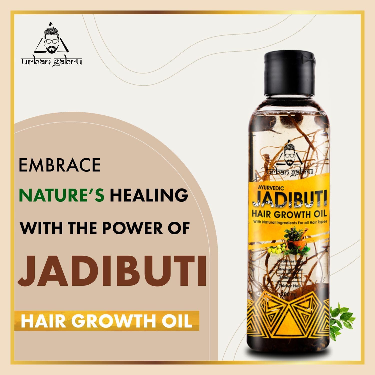 Urban Gabru Ayurvedic Jadibuti Hair Oil for Hair Fall Control and hair Growth with Natural Herb 200 ml