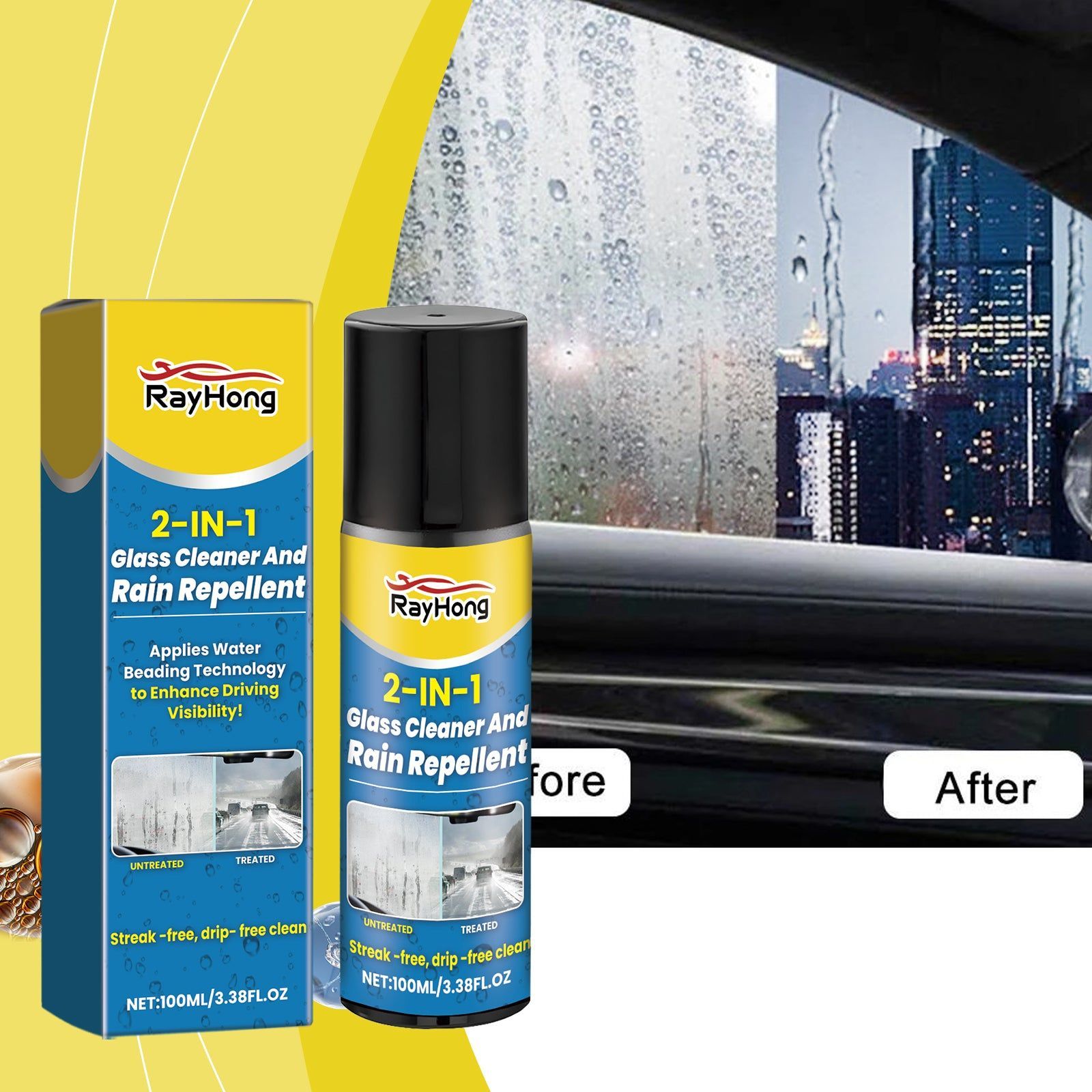 Auto Glass Cleaner Anti-Fog 2-in-1, Clear Vision, Safe Drive ,100ml