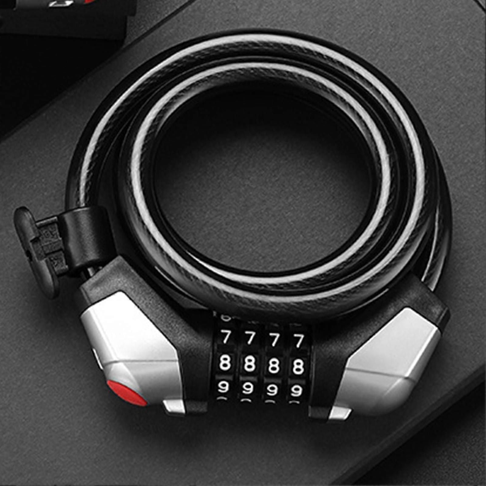 1.2m Bicycle Four-digit Steel Cable Code Lock With Light Riding Safety Device
