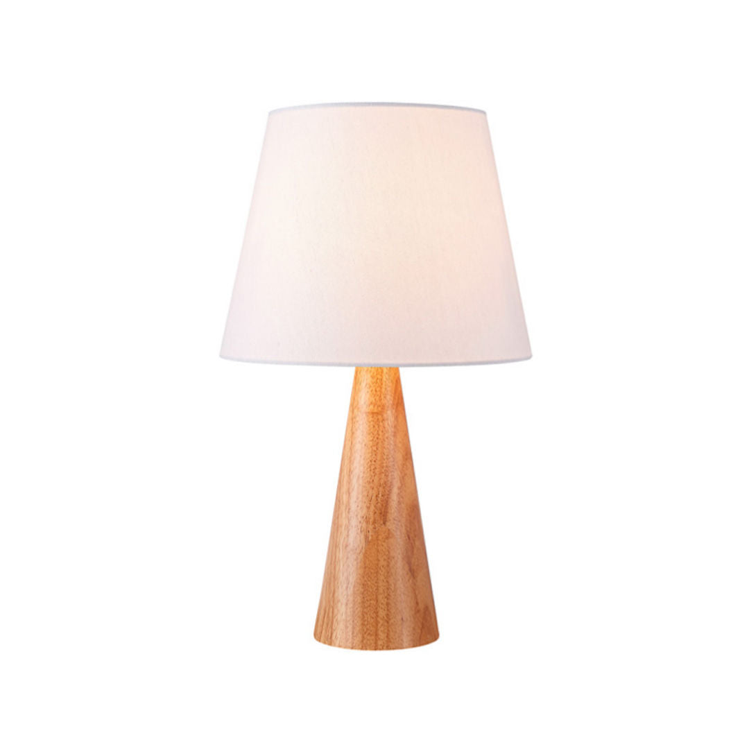 Cone Table Lamp White Shade with Wooden Base