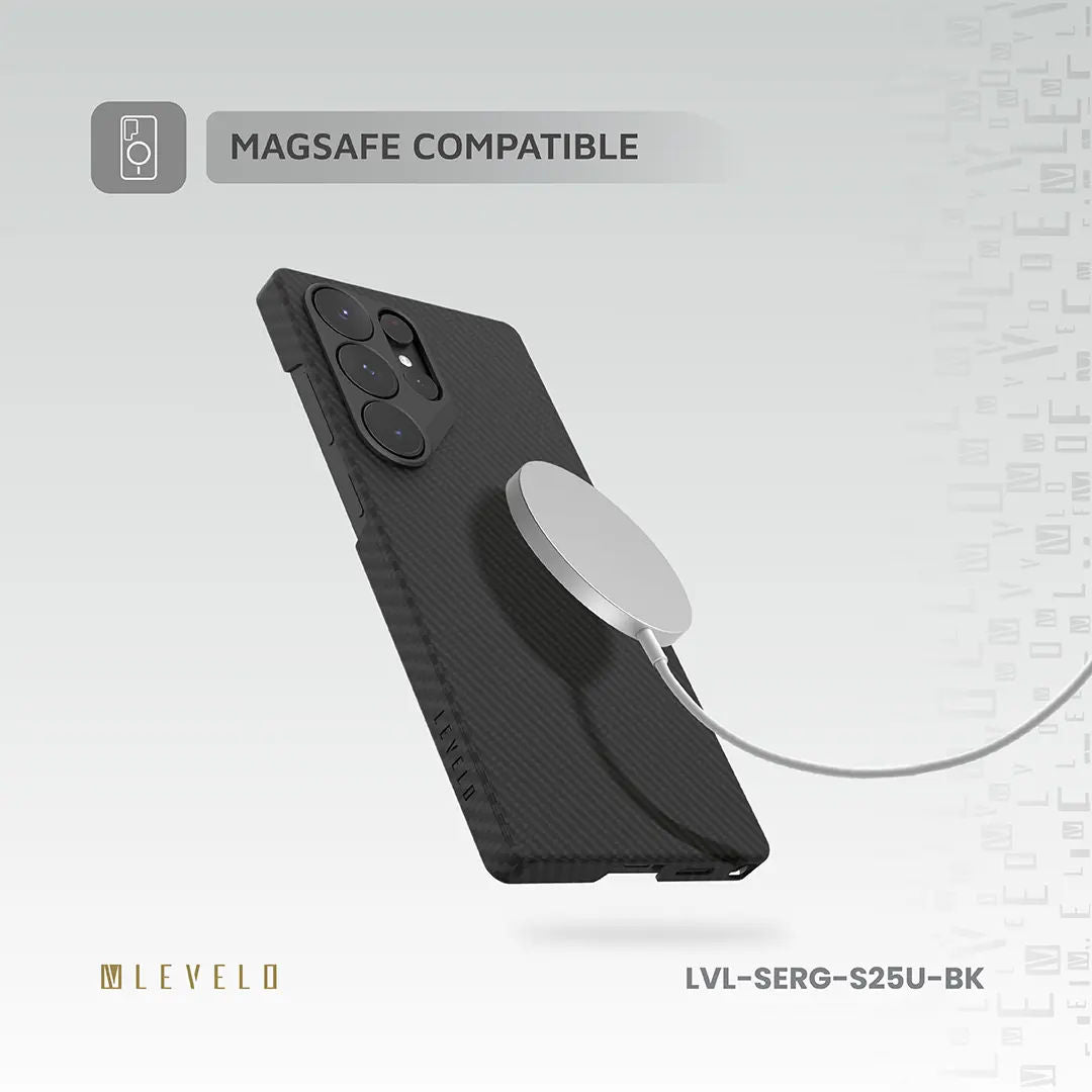 Levelo Samsung S25 Ultra Sergei Case, Black