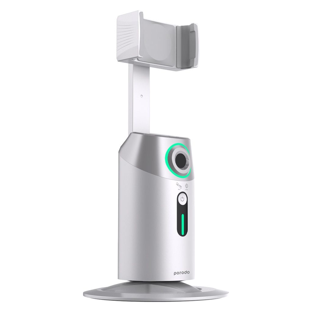 Porodo Gimbal with AI Face Tracking, Gesture Recognition & Remote Controller, White