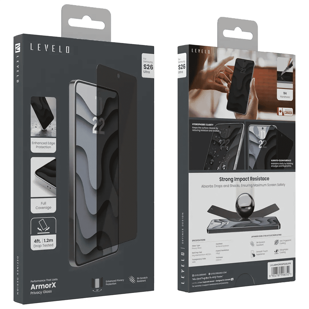 Levelo ArmorX 9H HD Screen Protector For Samsung S26 Series, Privacy