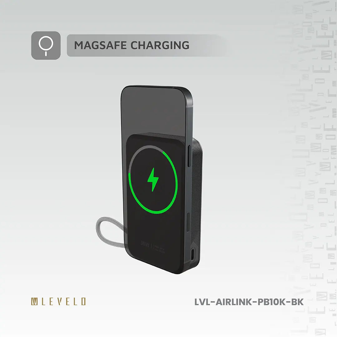 Levelo AirLink 10000mAh MagSafe Power Bank, Built-In Kickstand