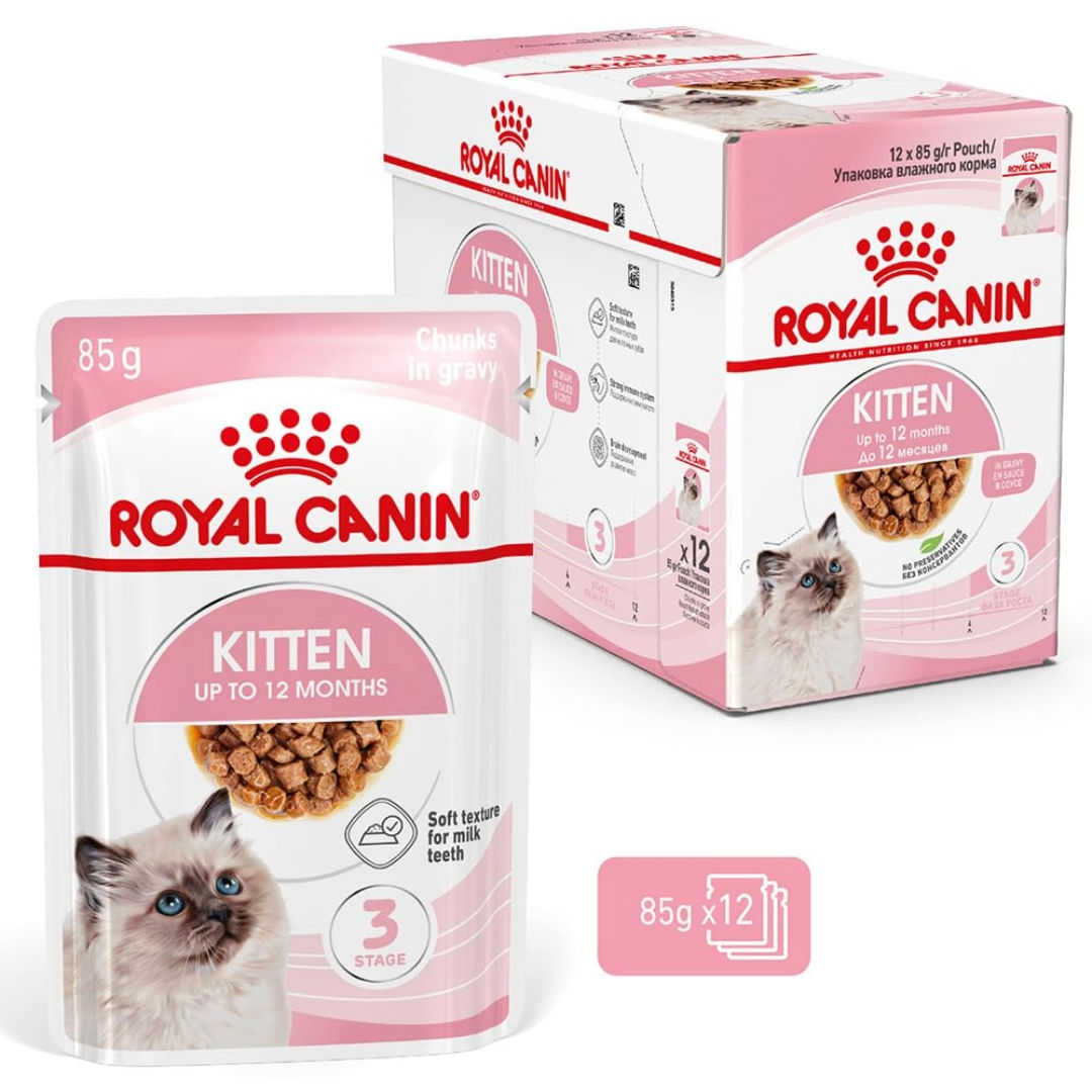 Royal Canin Feline Health Nutrition Gravy Wet Cat Food, For Kitten, 12x85gm Pouches