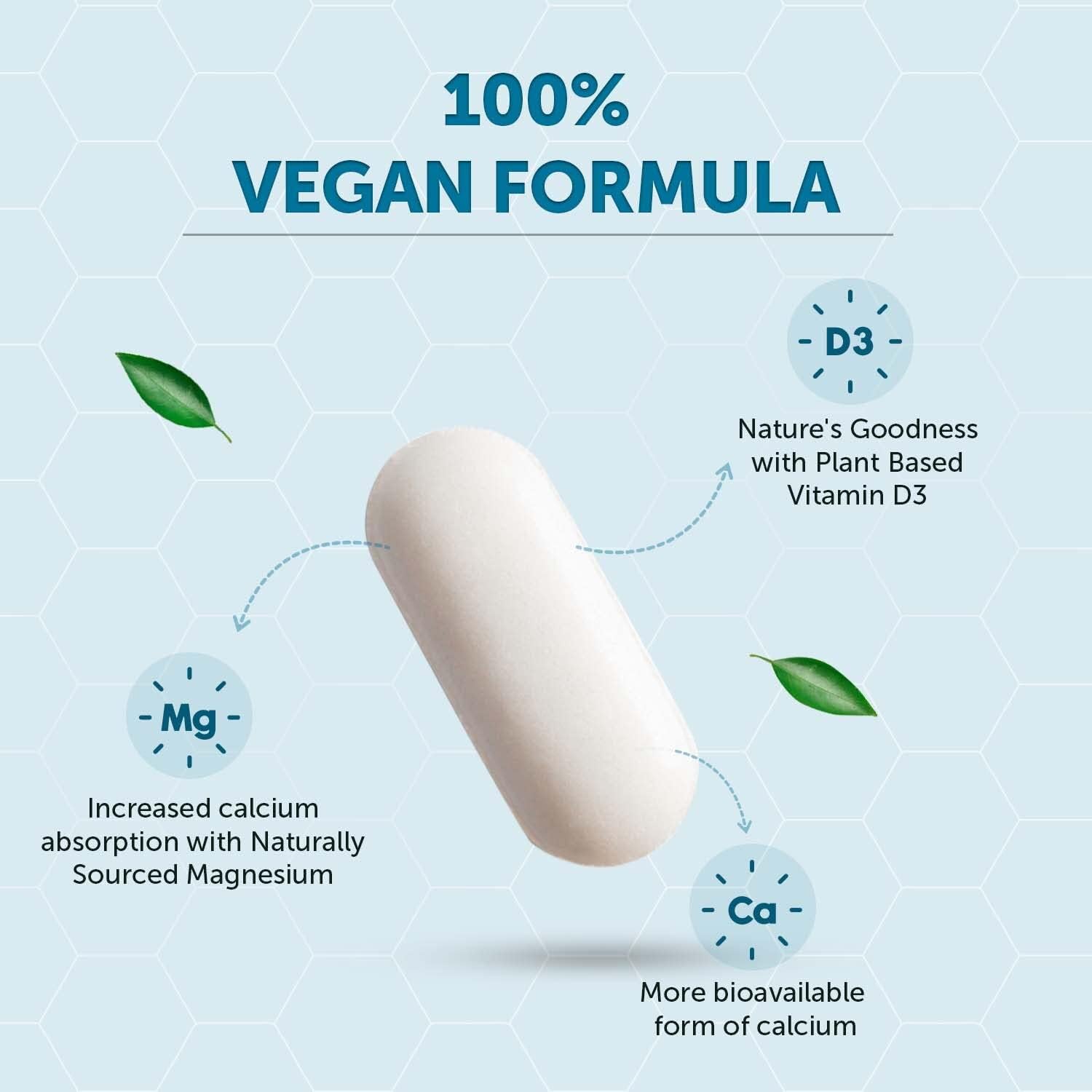 Neuherbs True Calcium 1000mg Supplement For Men & Women- 60 Vegan Tablets