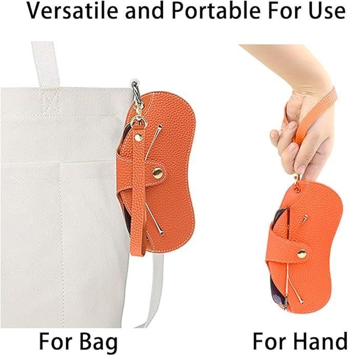 Glasses Case Holder Portable Slim Sunglasses Pouch Soft Eyeglasses Bag with Wrist Strap