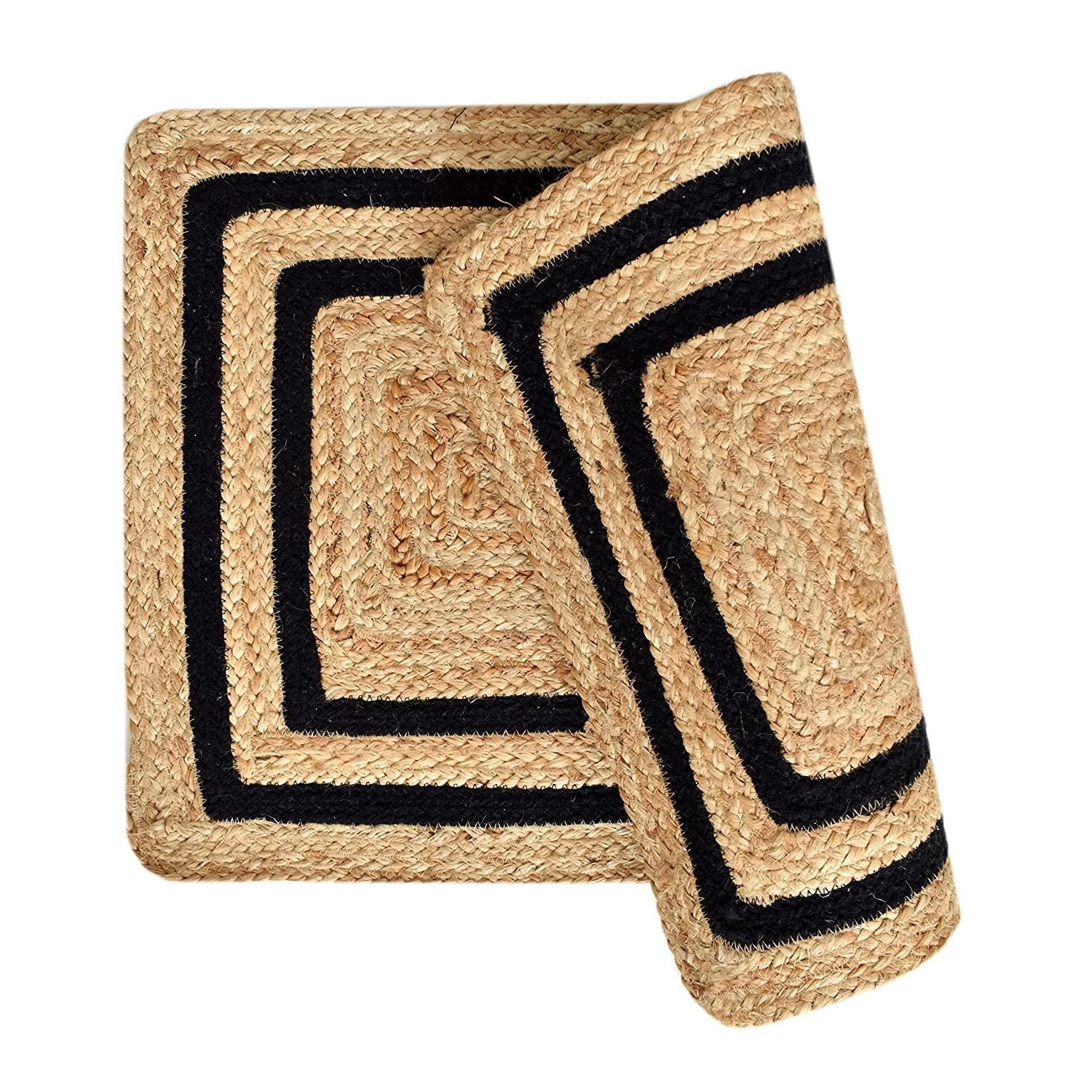 AIESY® 2 pcs Beautiful Anti-Slip Handwoven Jute Reversible Door Mat
