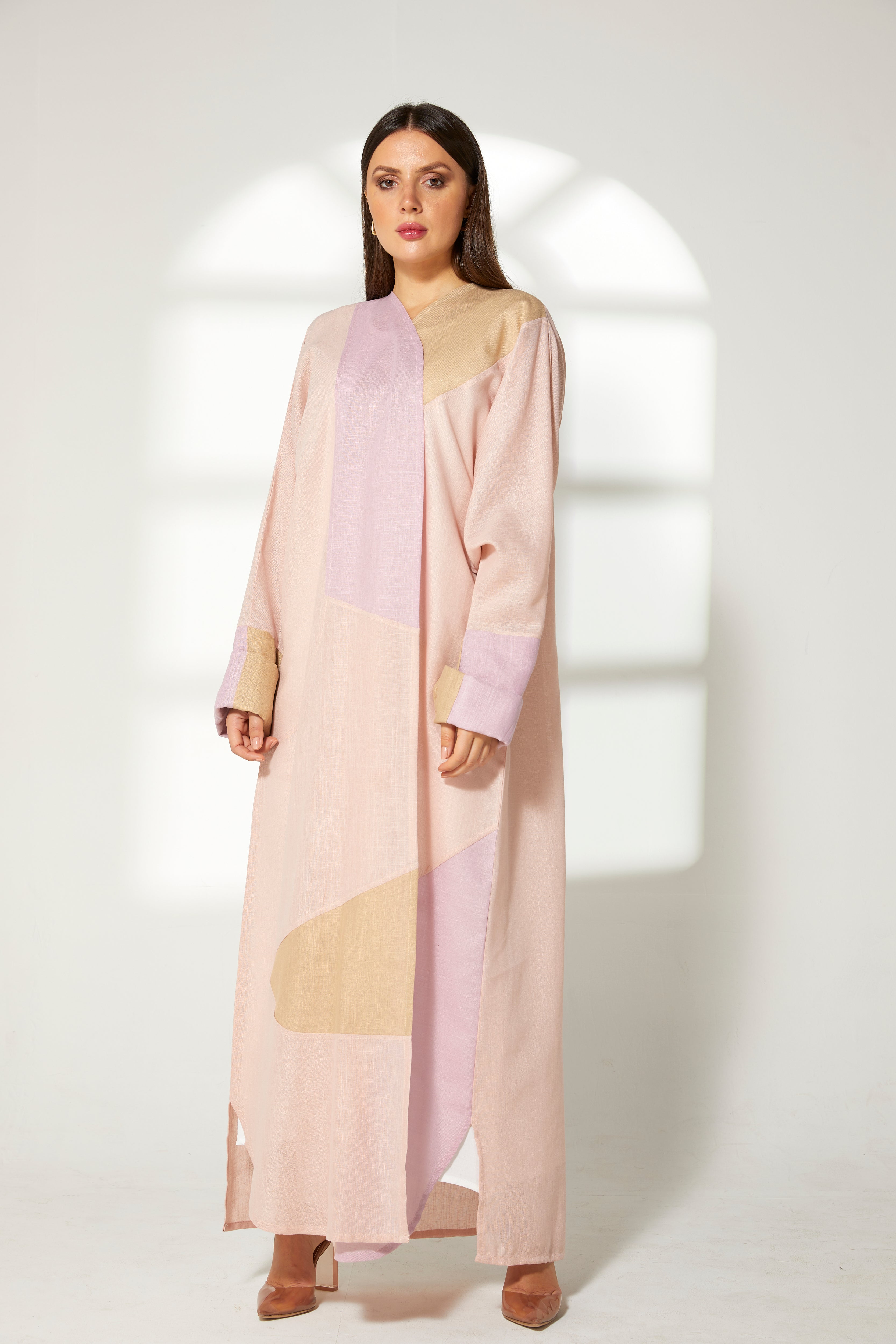 MOiSTREET Multicolor Linen Embroidery Abaya