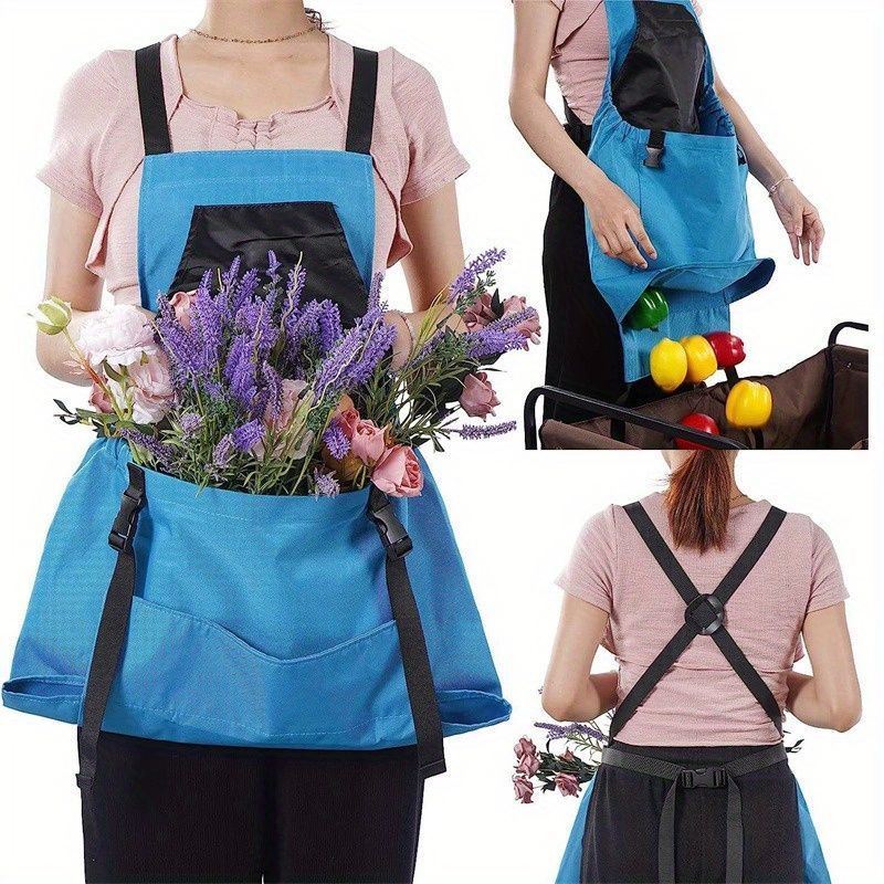 Gardening Apron with Pockets Adjustable Canvas Garden Harvesting Apron