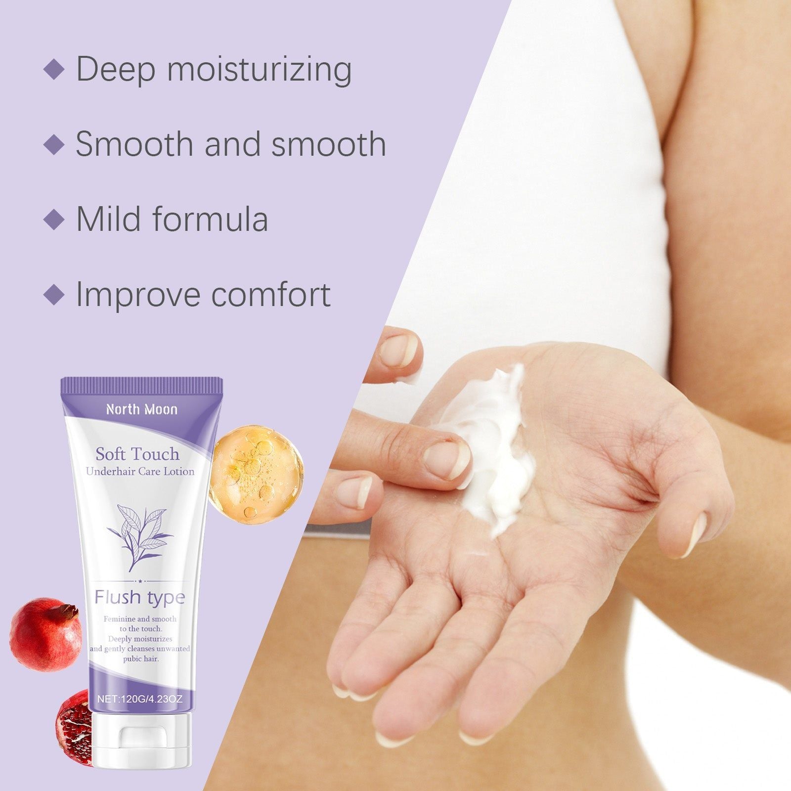 Body Hair Care Lotion, Moisturizing Feminine Skin Care, Soft Frizz, Sensitive Skin Friendly ,120g