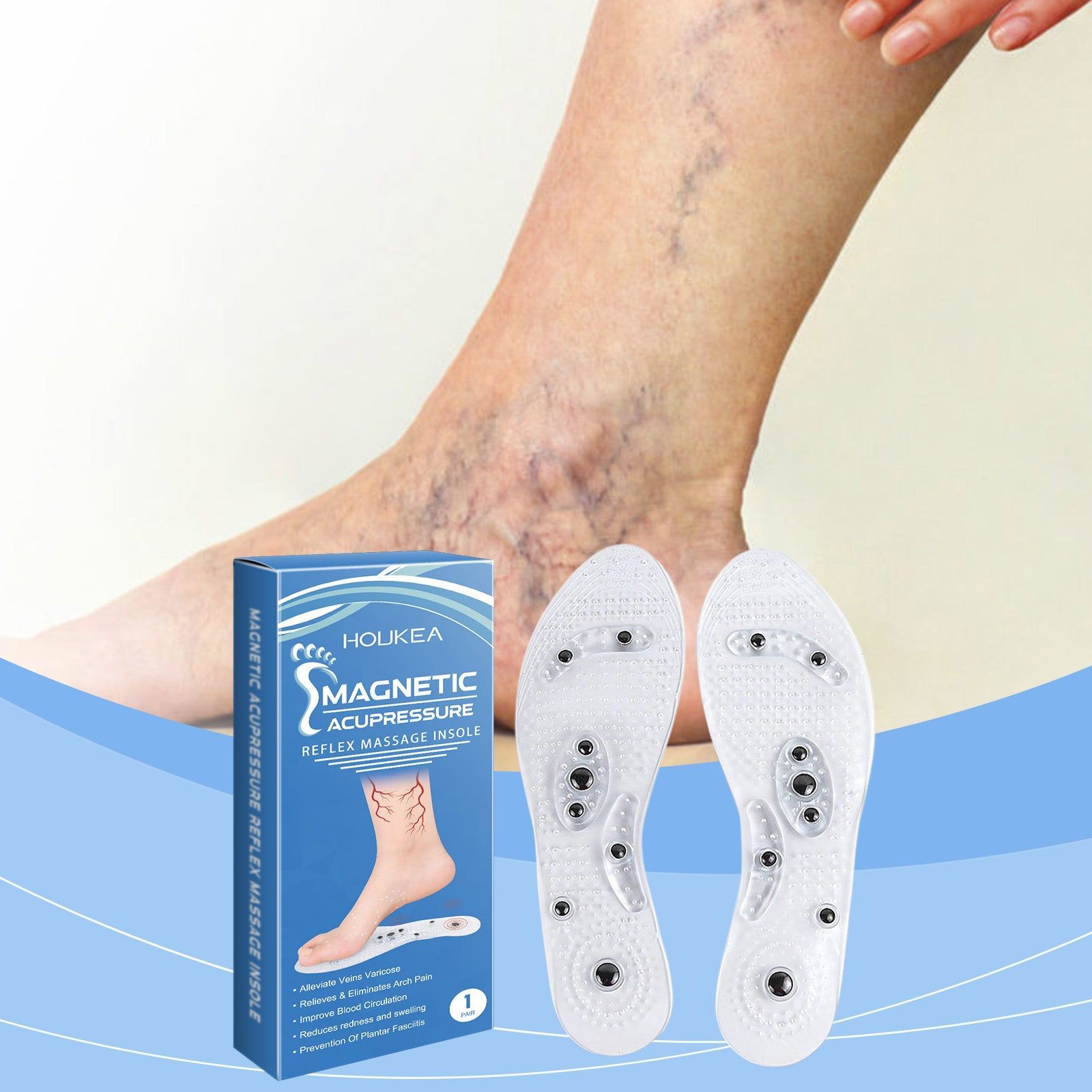 Comfortable Magnetic Massage Insoles for Foot Care, Relieve Pain, Boost Circulation ,1 pair
