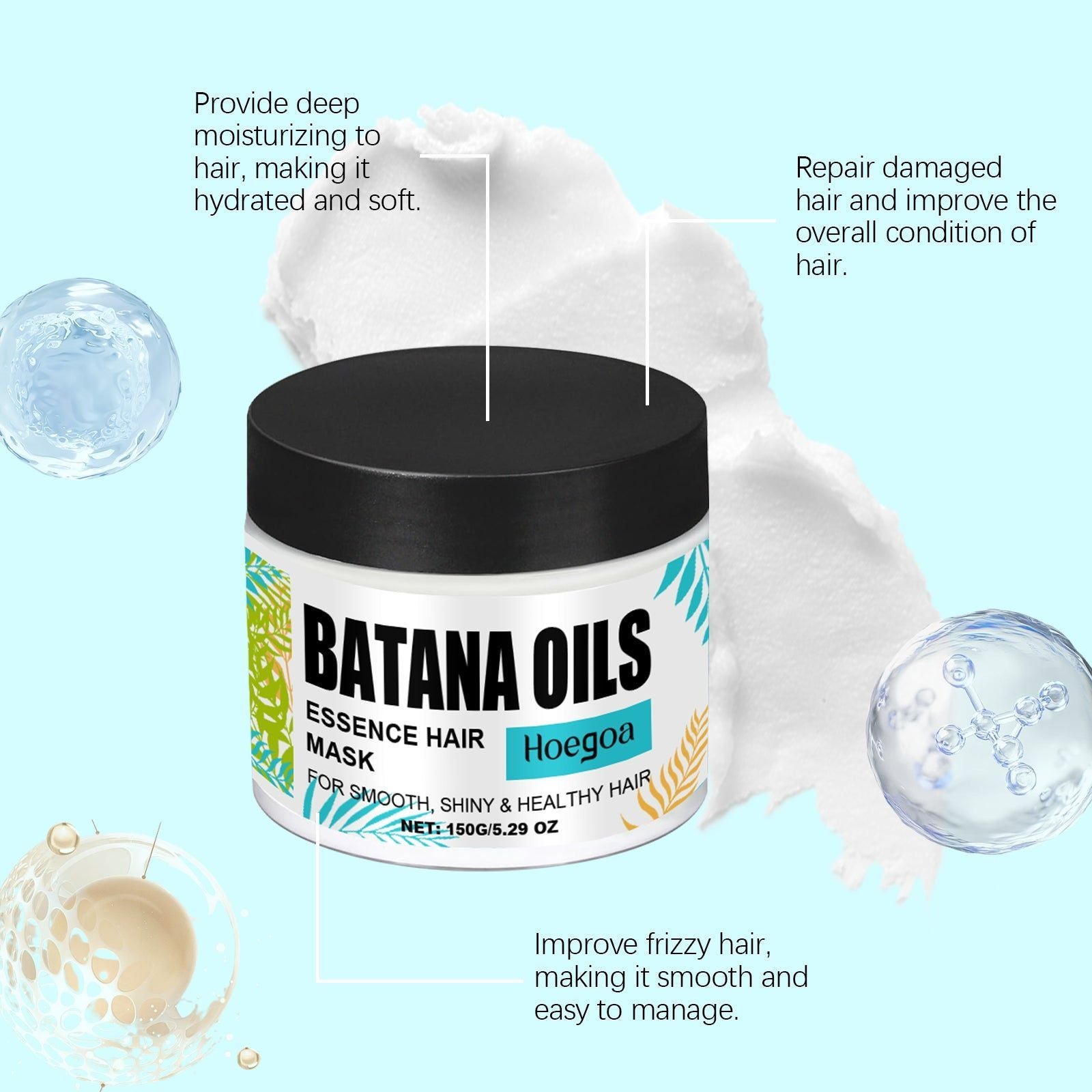 Batana Moisturizing Hair Mask, Nourishing Hair Care, Smooth Shine, Long-Lasting Moisture ,150g