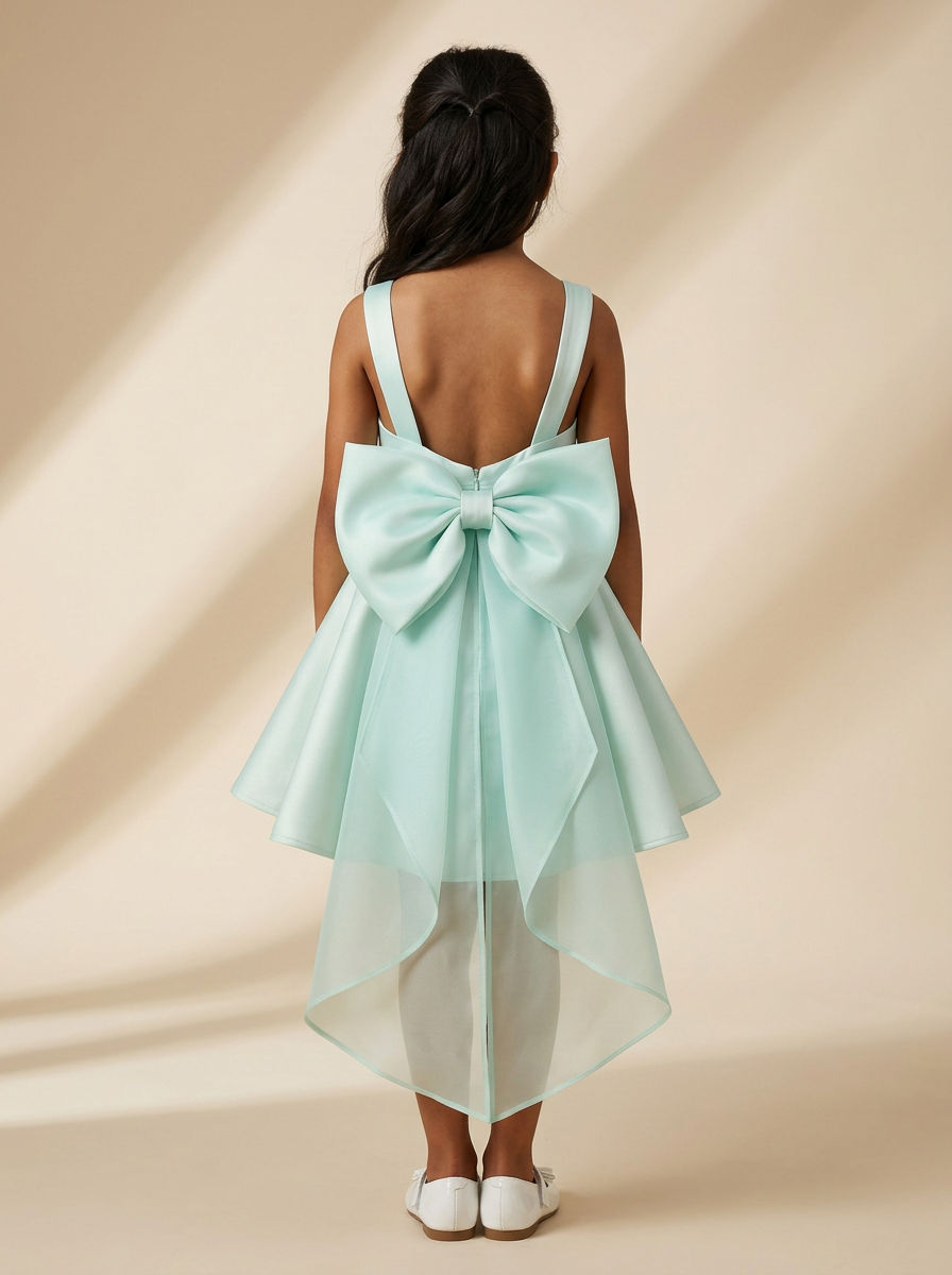 Girls Organza & tule Bow Dress Mint