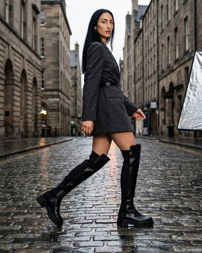 Stuart Weitzman ultralift 5050 Leather Black Over-the-Knee Boots