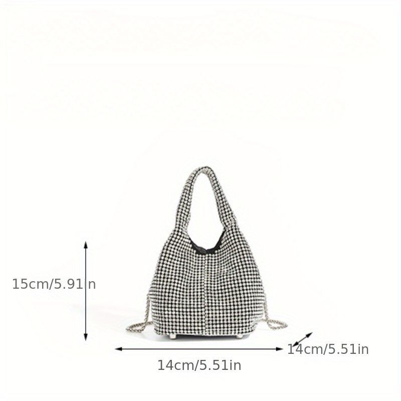 Women Rhinestones Bag Elegant Evening Handbag Clutch Bucket Bag  for Party Prom