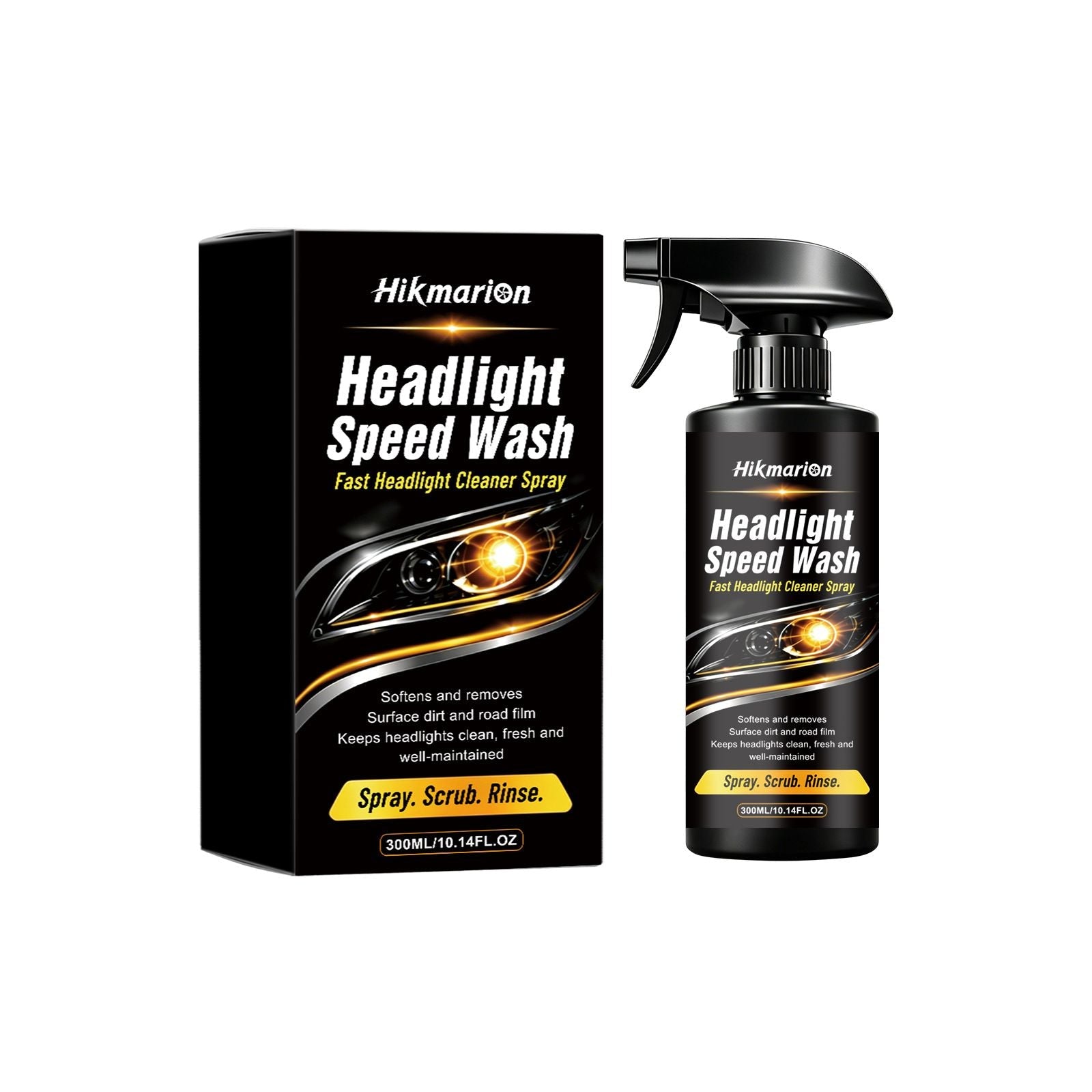 Hikmarion Headlight Cleaner Spray 300ml, Car Lens Restorer