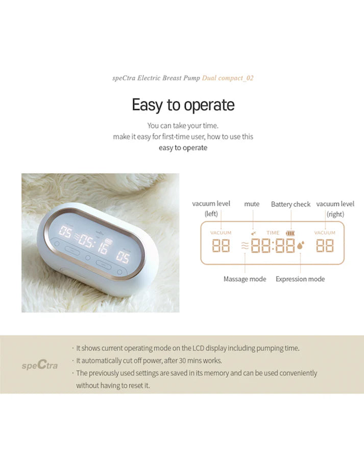 Spectra® Dual Compact Electric Breast Pump Set Gold