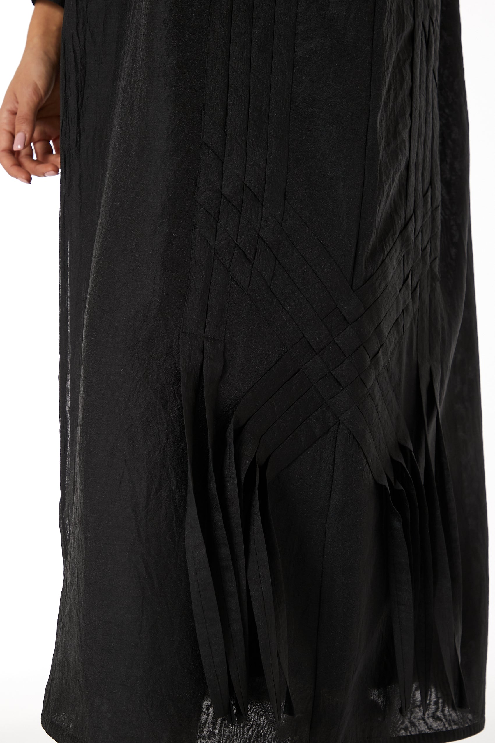 MOiSTREET Black Criss-Cross Linen Abaya