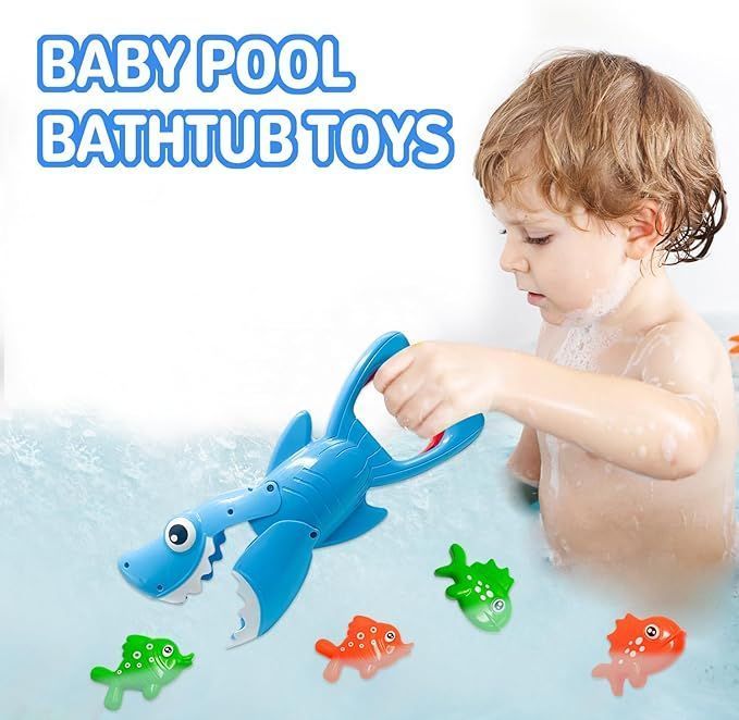 Toddlers Bath Toys Shark Grabber Swimming Pool Bathtub Toys for Kids Ages 3-8