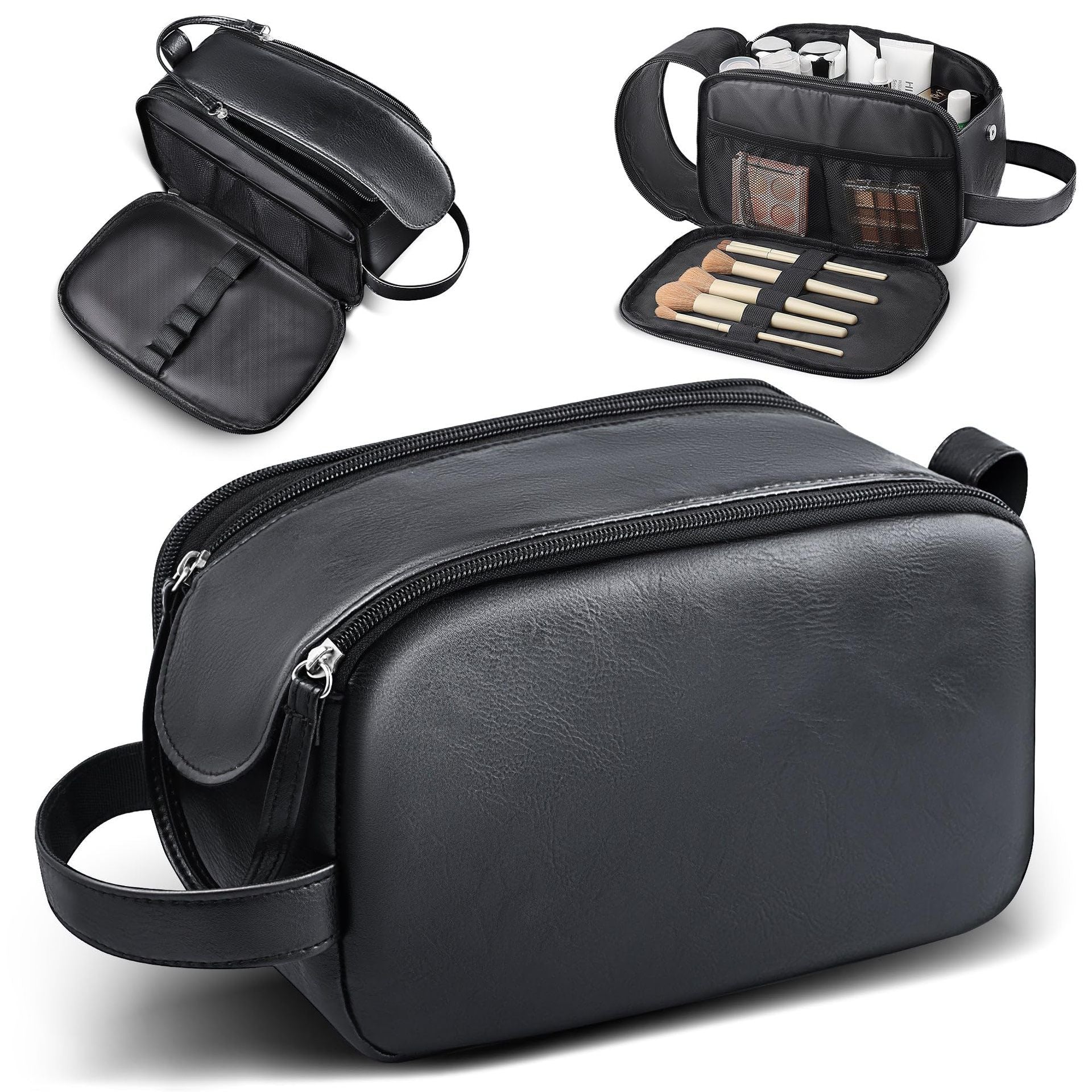 Men's Waterproof Travel Toiletry Bag with Brush Compartment