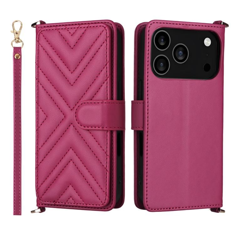 For iPhone 18 Pro Max / iPhone 17 Pro Max Multifunctional 6-Card Slots Leather Phone Case with Wrist Strap