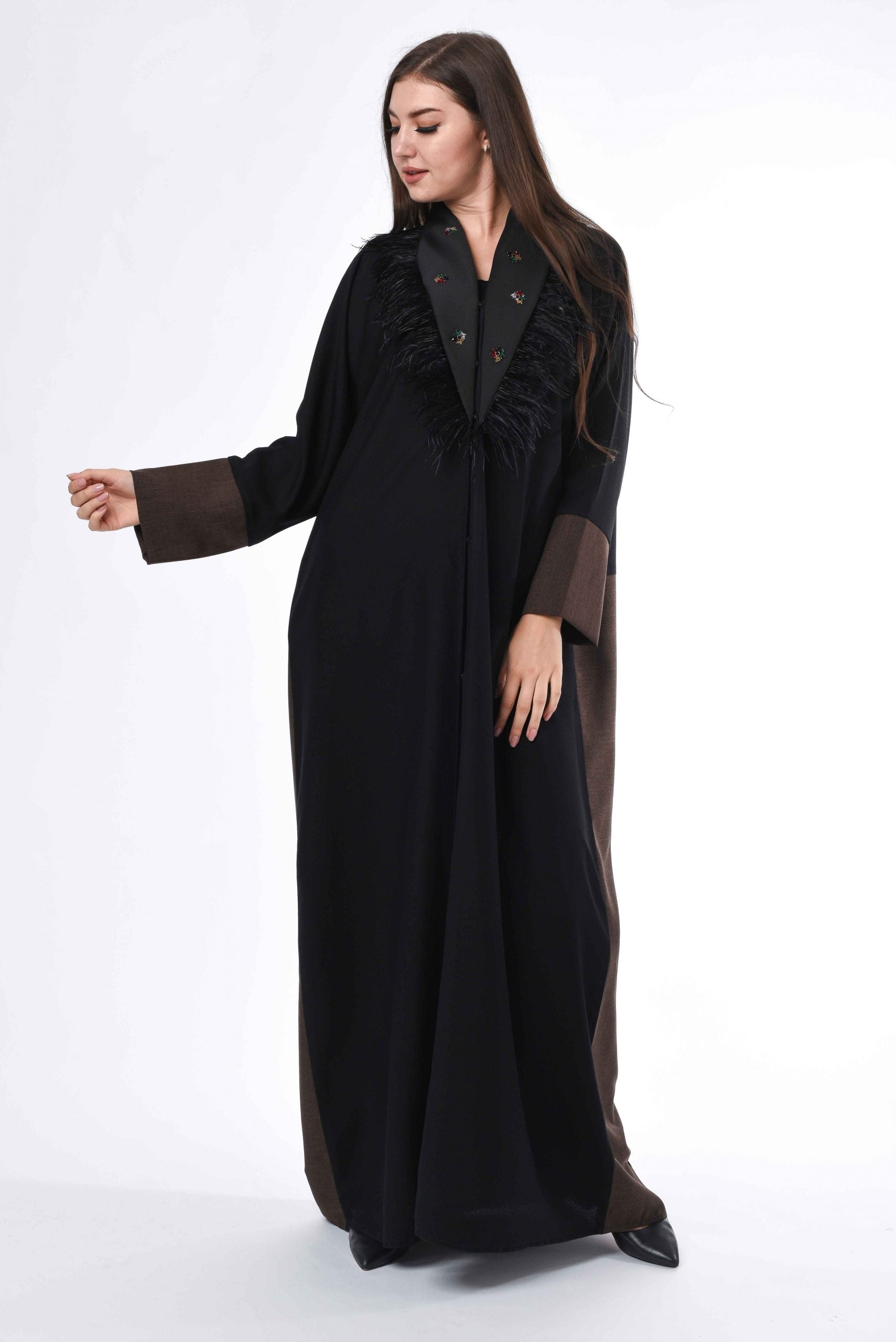 MOiSTREET Black Brown Color Abaya