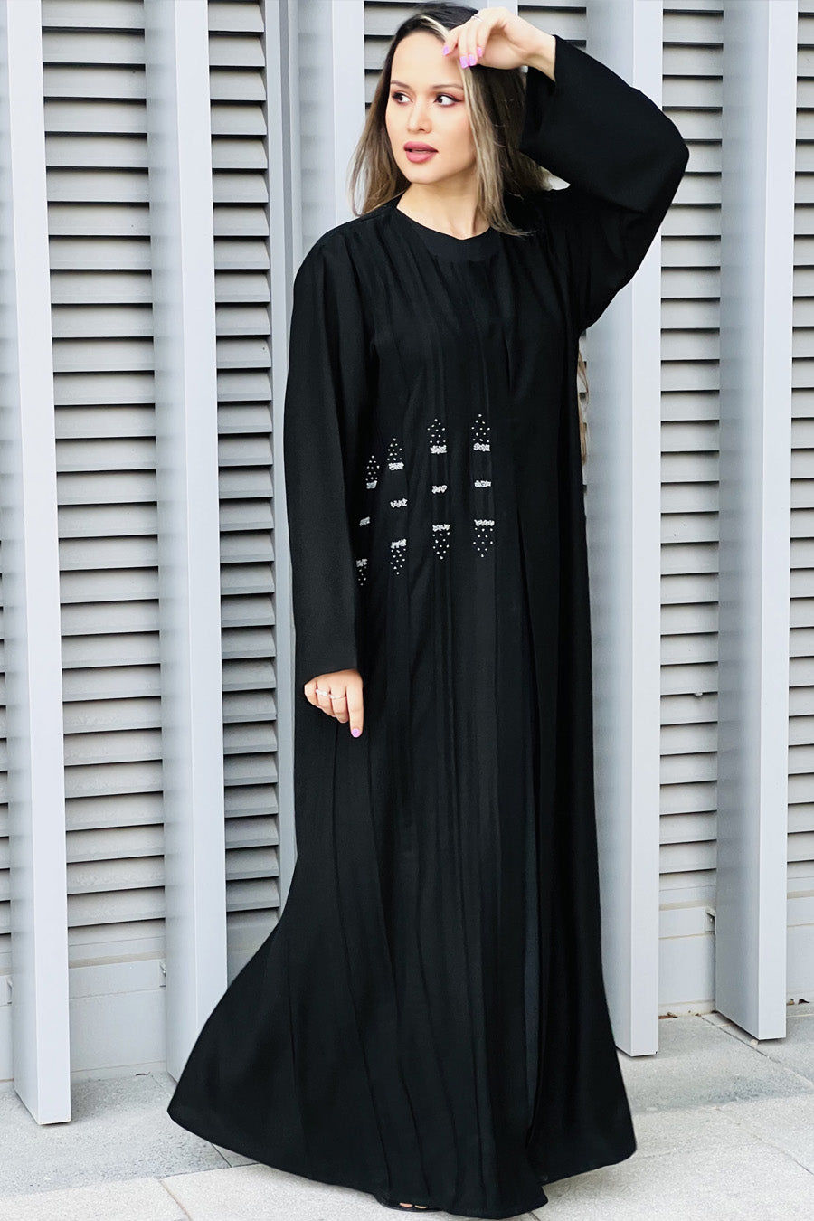 MOiSTREET Black Korean Nada Embroidery Abaya