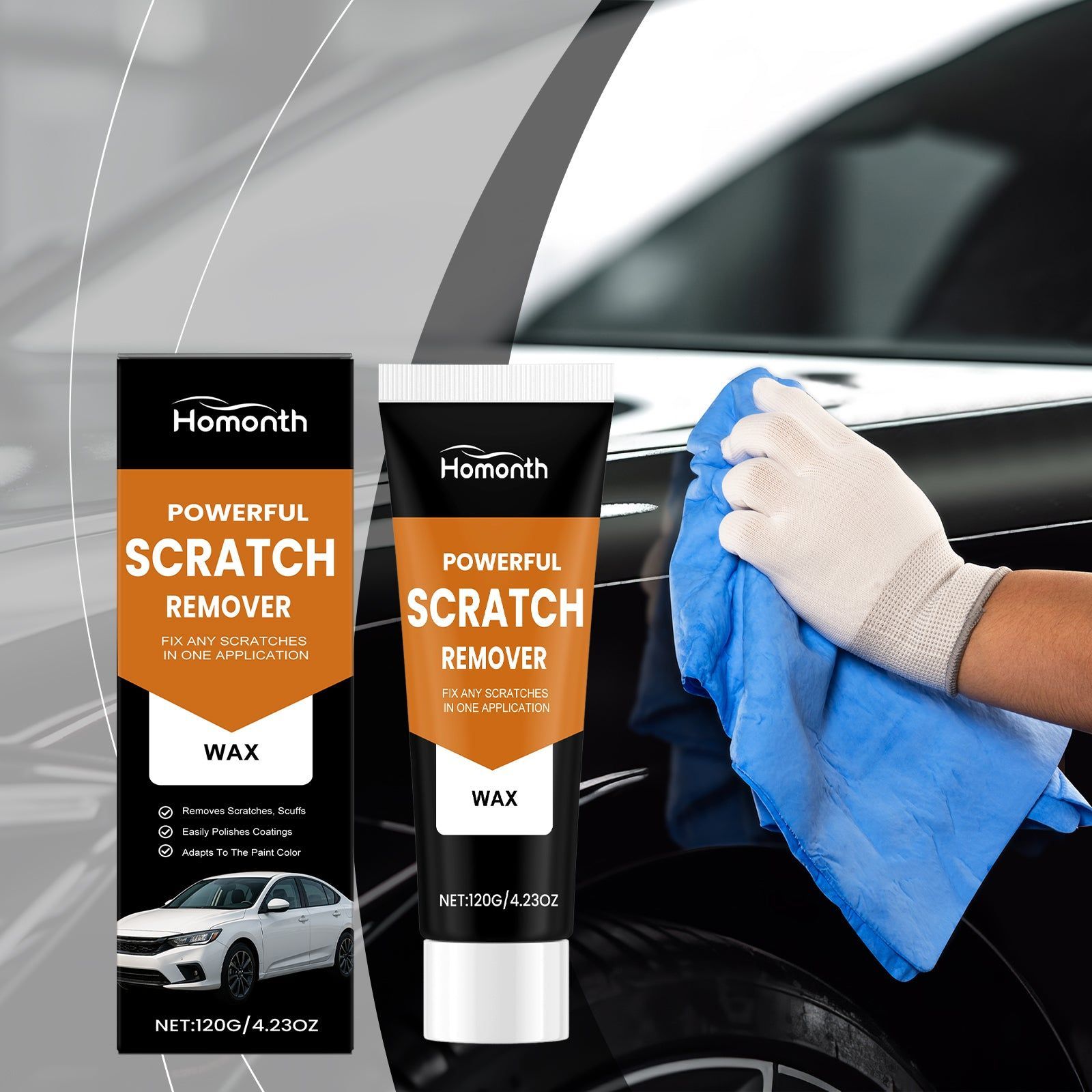 Car Care Scratch Repair Cream, Nano Coating, Gloss Restoration, Easy to Use ,120g