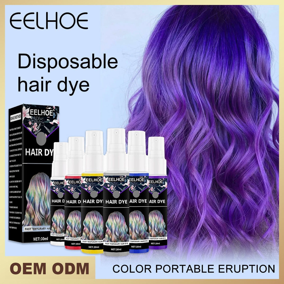 30ml Disposable Quick Hair Color Spray Portable Instant Hair Dyeing For Party