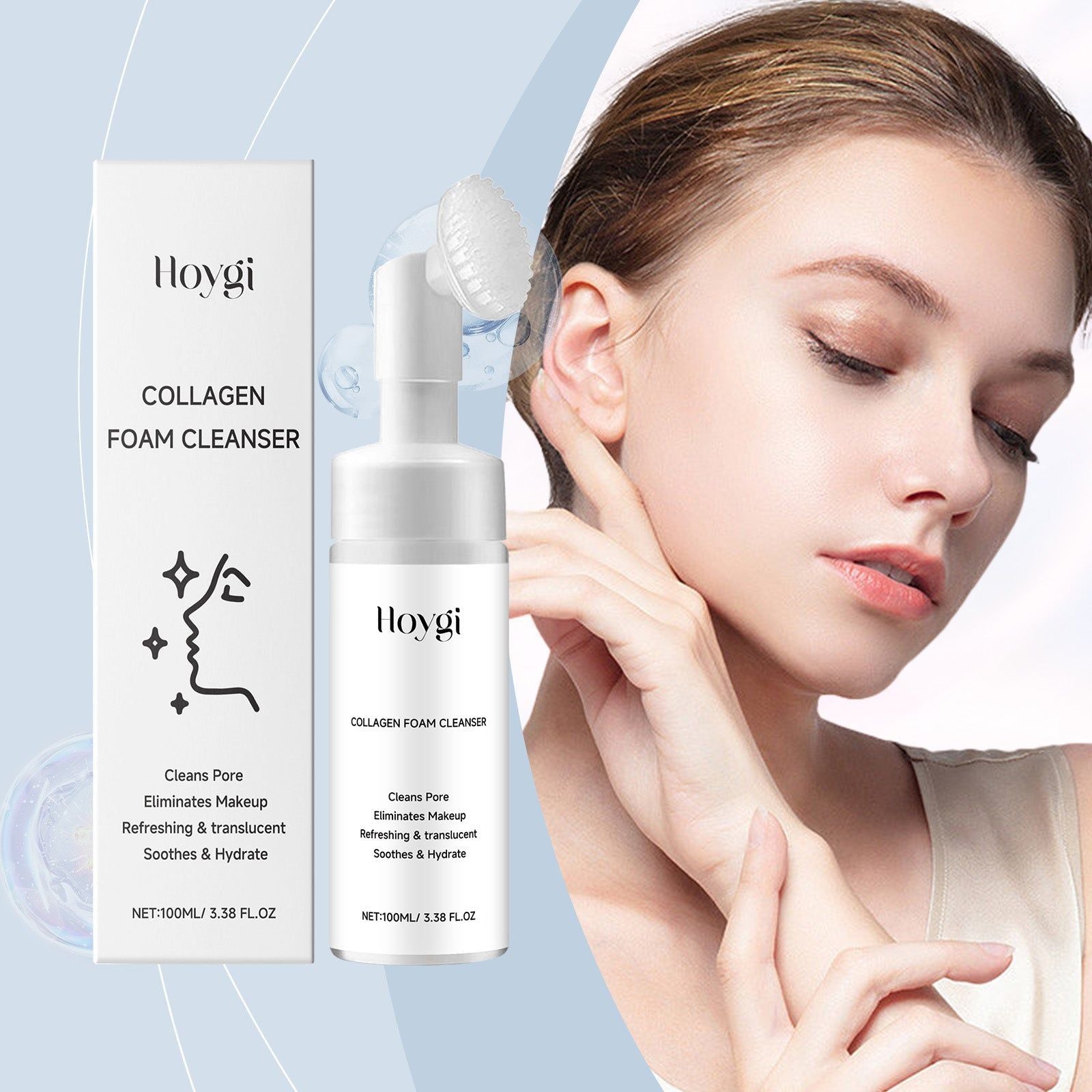 Collagen Cleansing Foam, Boost Skin Barrier, Hydrating Oil Control, Deep Pore Cleanser ,100ml