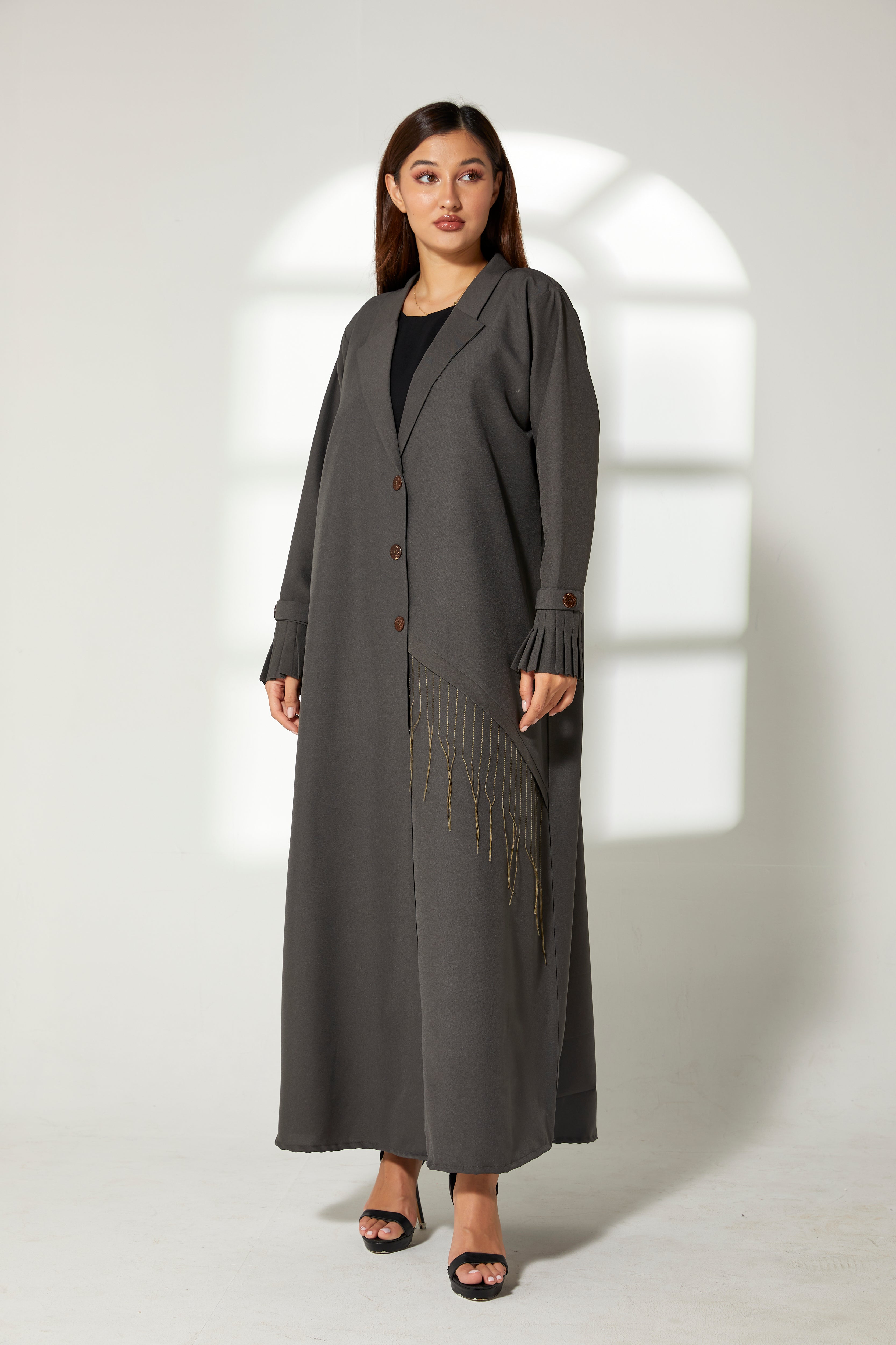 MOiSTREET Grey Phua   Abaya with Pleated Cuffs
