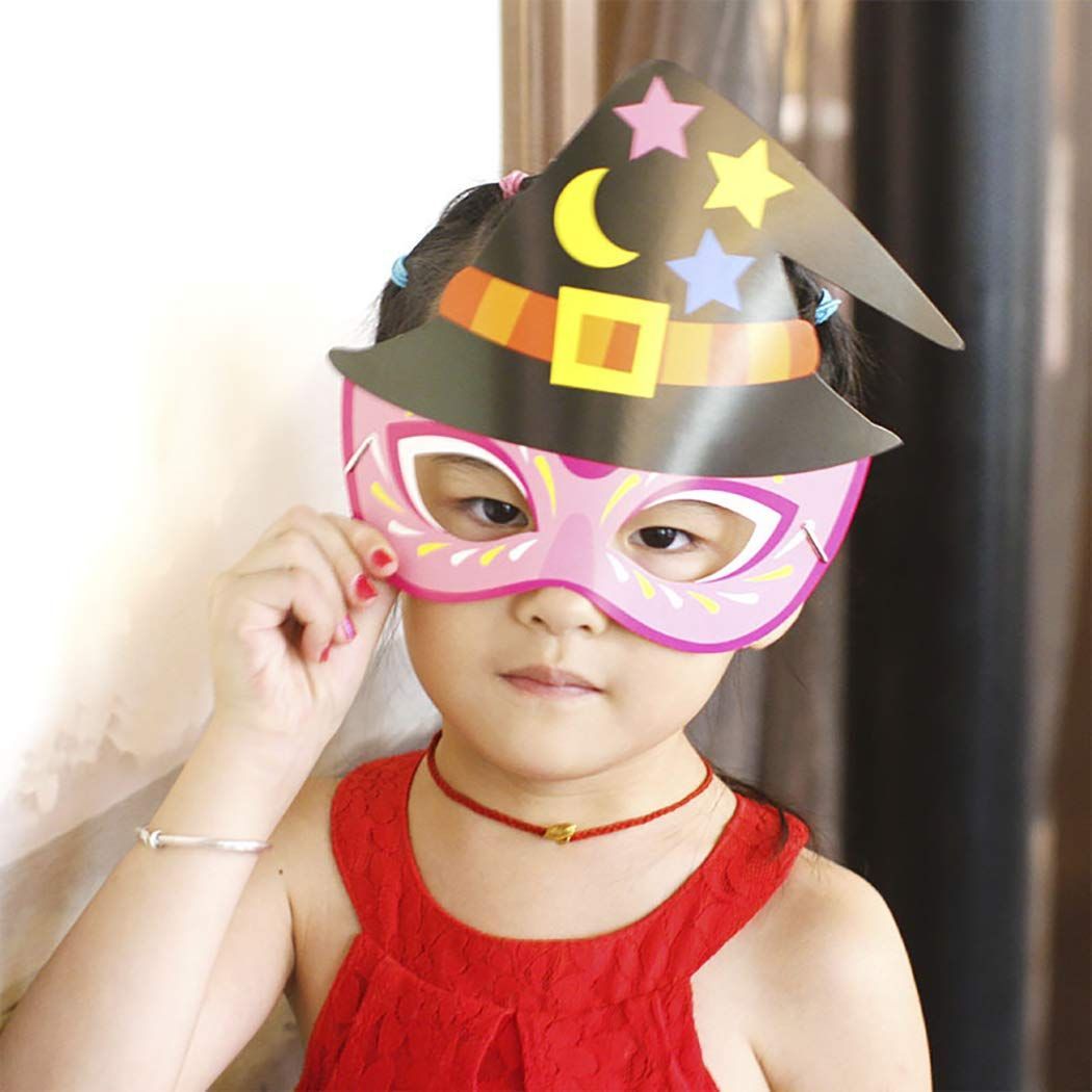 5pcs Halloween Paper Masks Kids DIY Cartoon Costume For Masquerade Party Carnivals