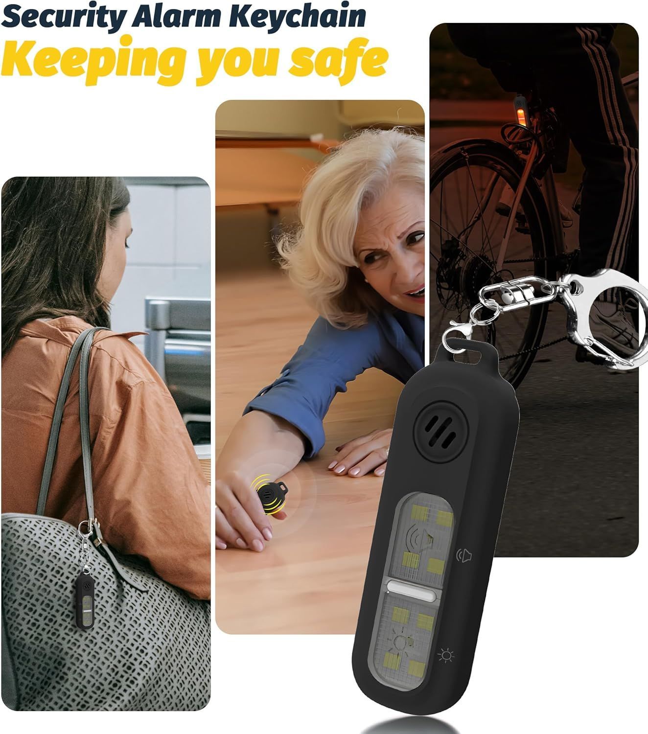 Running Safety Warning Light Personal Safety Alarm Keychain for Kids Women Elderly