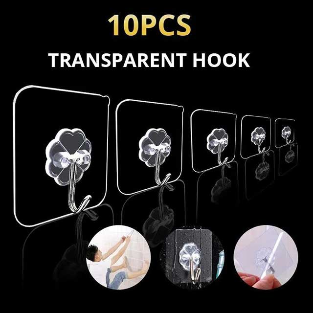 1 Piece Transparent Kitchen Wall Hanging Organizer - Space-Saving Storage Rack for Utensils & Accessories