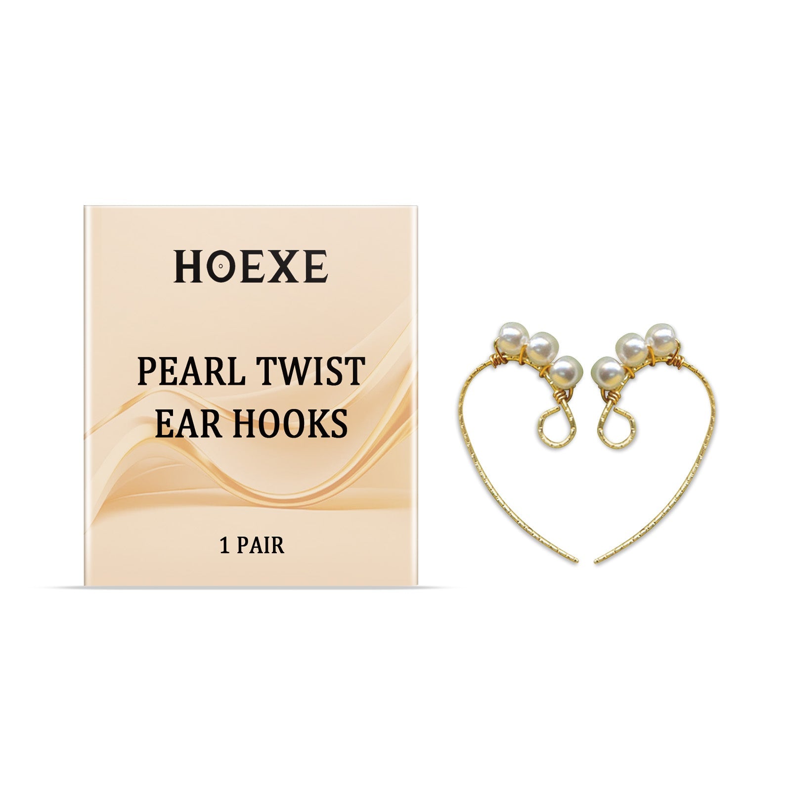 Pearl Twist Ear Hook, Trendy Feminine Accessory, Elegant Pearl Jewelry ,1 pair