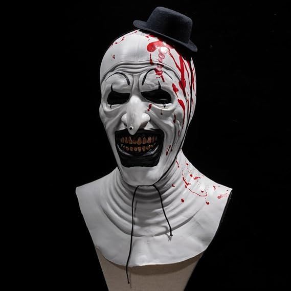Horror Clown Mask Full Halloween Terrifier Head Bloody Mask for Masquerade Cosplay Party